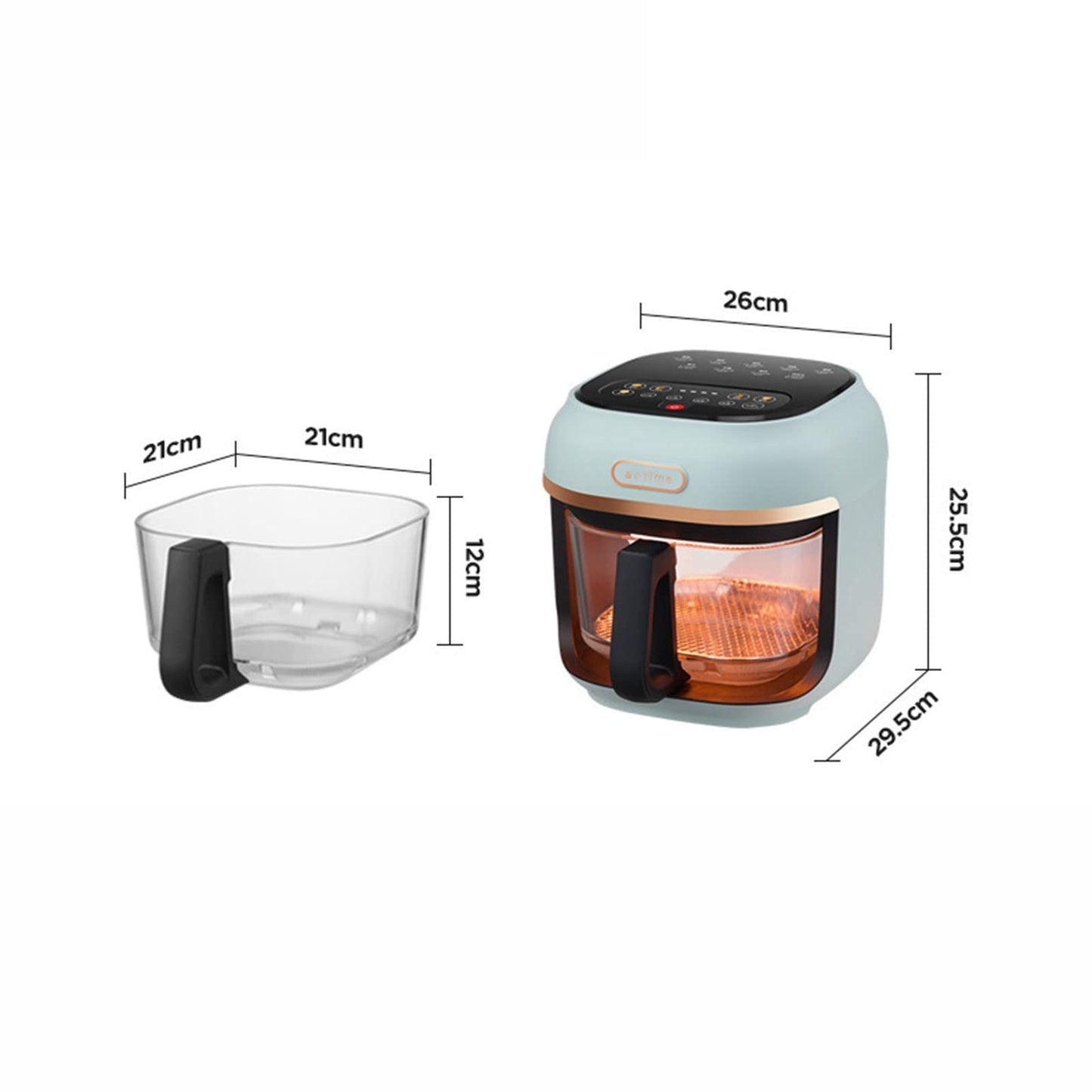 4L Air Fryer Oven, Oil Free Frying, Easy Clean, Non Stick Basket (Color : Wit)