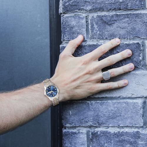 BUREI Men Watches Fashion Business Analog Quartz Stainless Steel Waterproof Watches for Men Diamond Luminous Date Dress Wrist Watch Luxury Casual Wrist Watch with Weeks,Gifts for Men(Silver Blue),