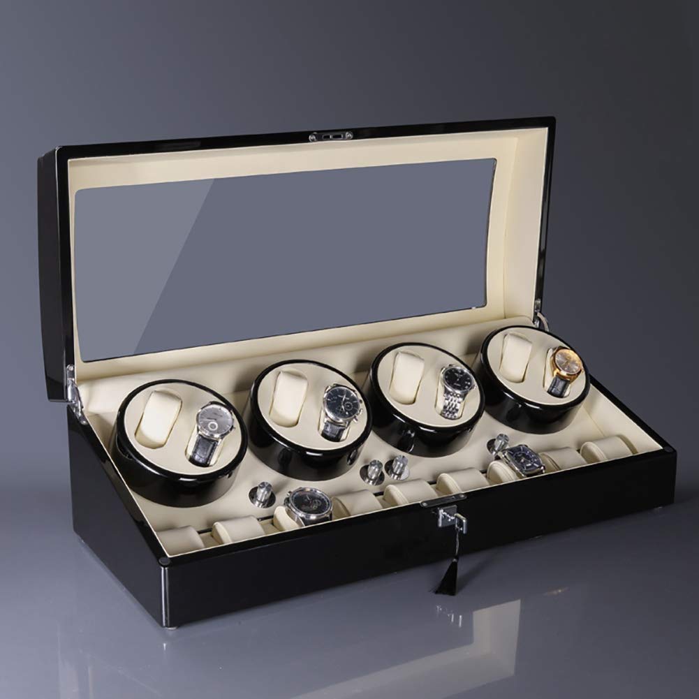 Watch Winder Automatic Watch Winder Collector Wooden Watch Winder with Motor and Power Supply Large Capacity One for All Black Watch Winder