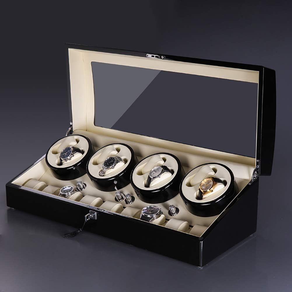 Watch Winder Automatic Watch Winder Collector Wooden Watch Winder with Motor and Power Supply Large Capacity One for All Black Watch Winder