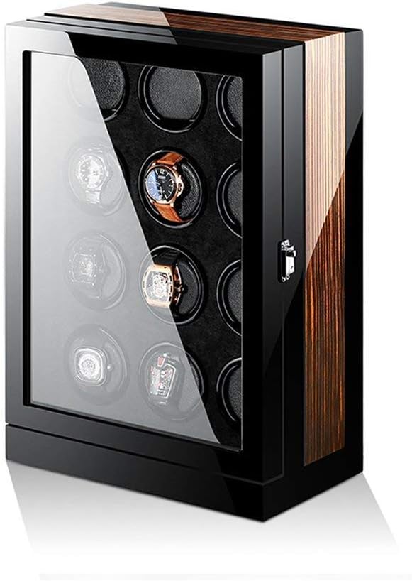 Watch Winder Automatic Watch Winder Box 12 Wooden Battery Quiet Watches Case Watches Boxes Winders Display Storage Black and Brown