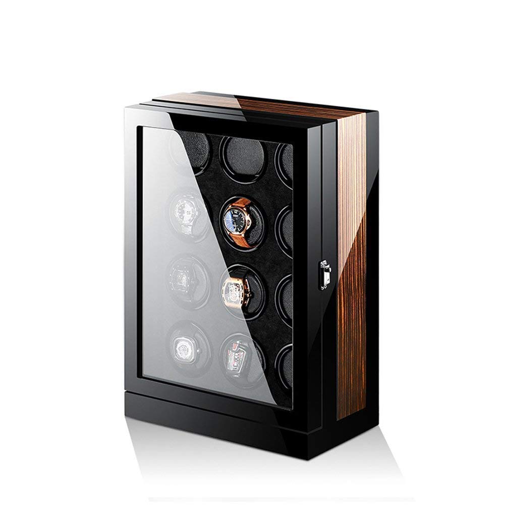 Watch Winder Automatic Watch Winder Box 12 Wooden Battery Quiet Watches Case Watches Boxes Winders Display Storage Black and Brown