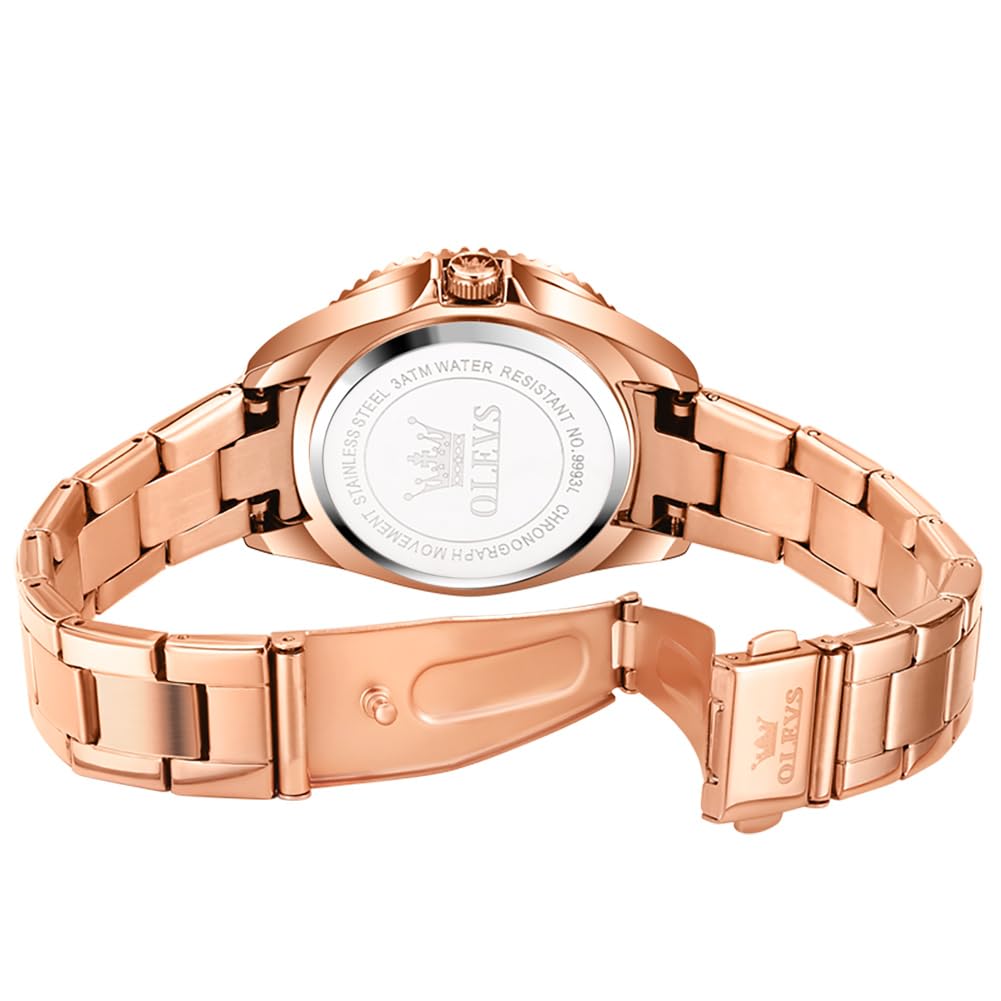 OLEVS Ladies Watch Rose Gold Stainless Steel Analogue Quartz Womens Watch White Small Face Luxury Elegant Diamond Women's Wrist Watch Roman Numerals Waterproof Luminous Womens Watch