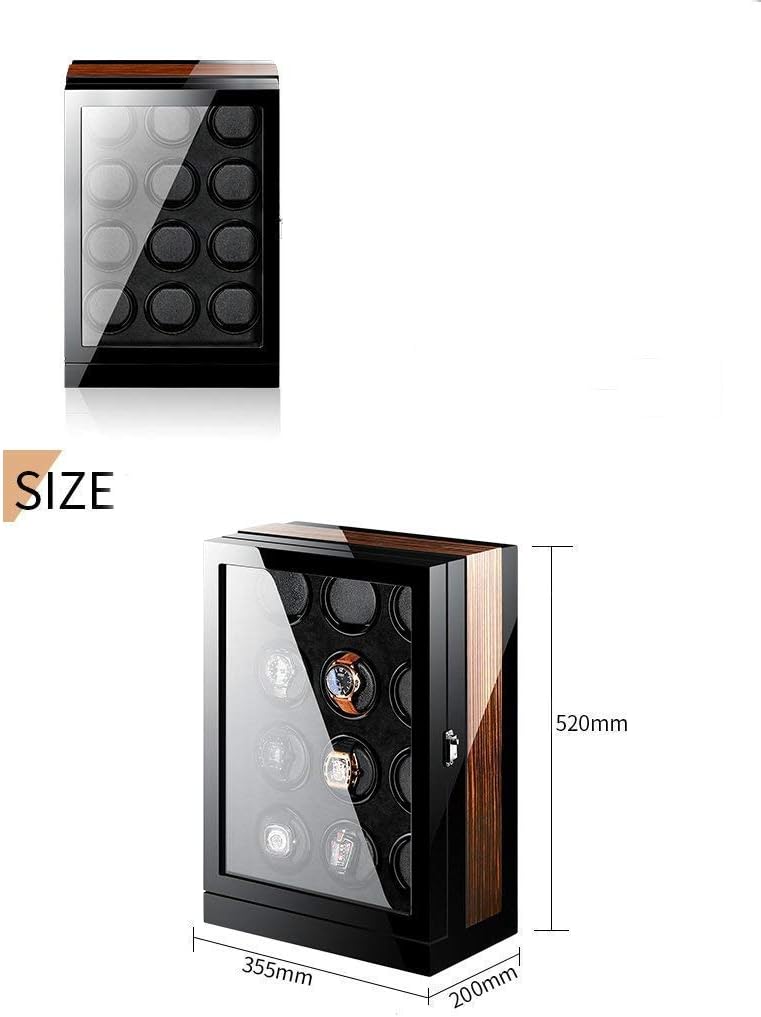 Watch Winder Automatic Watch Winder Box 12 Wooden Battery Quiet Watches Case Watches Boxes Winders Display Storage Black and Brown