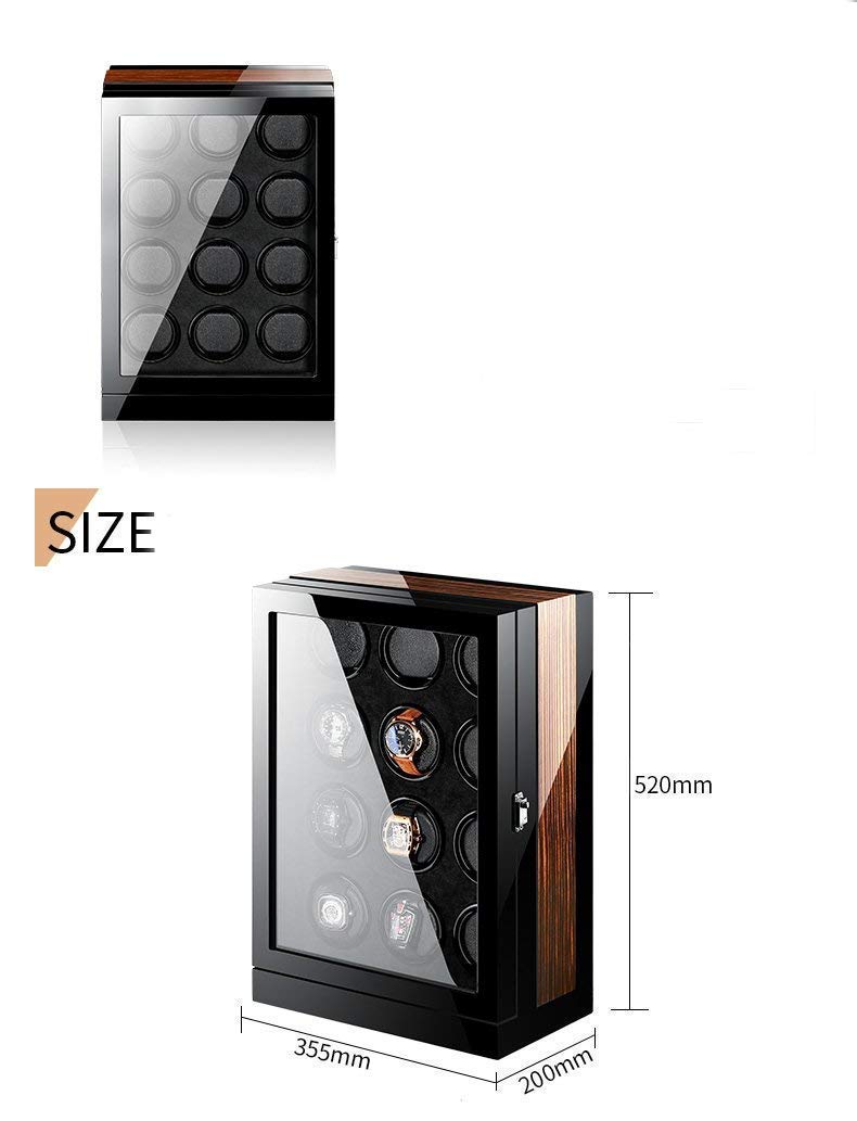 Watch Winder Automatic Watch Winder Box 12 Wooden Battery Quiet Watches Case Watches Boxes Winders Display Storage Black and Brown
