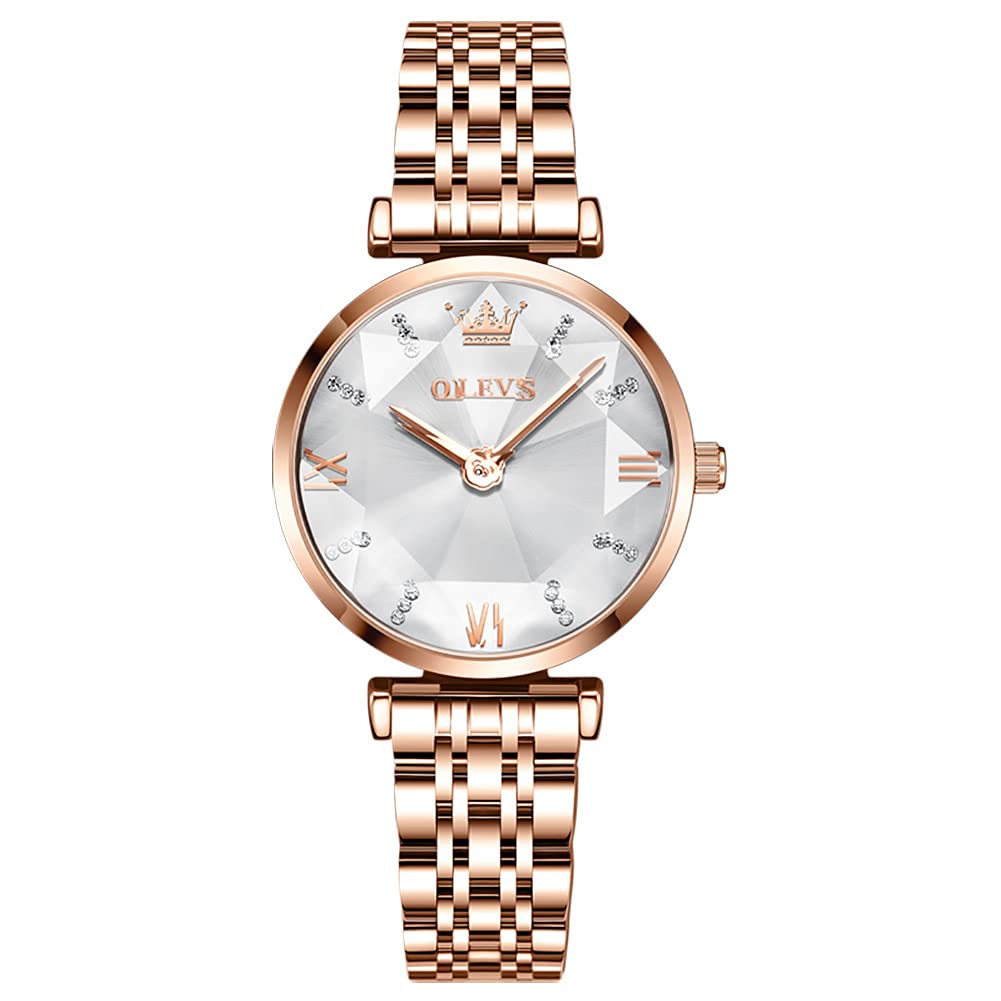 OLEVS Ladies Watches Japanese Quartz Rose Gold Crystal Stainless Steel Fashion Women Wrist Watch Waterproof Luxury Dress