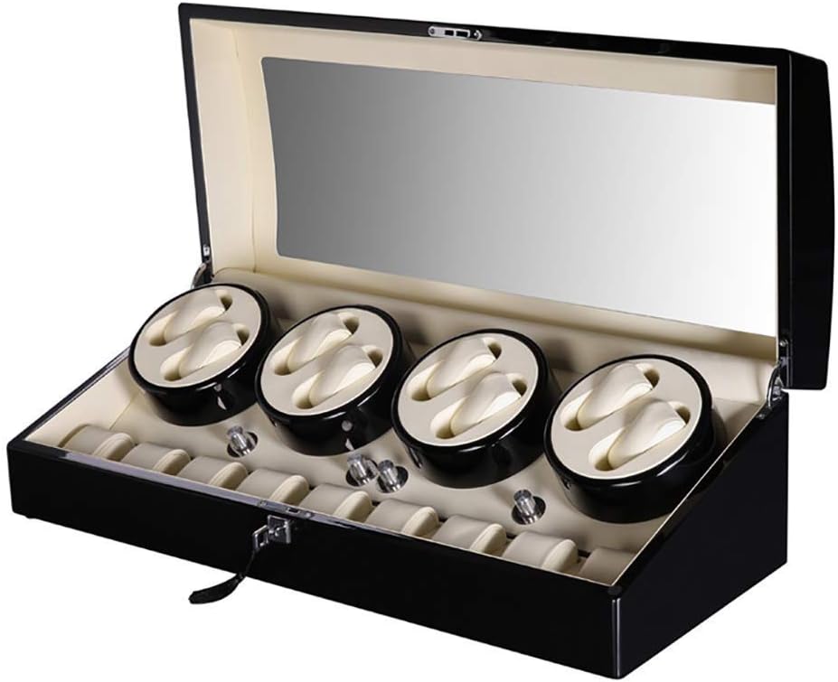 Watch Winder Automatic Watch Winder Collector Wooden Watch Winder with Motor and Power Supply Large Capacity One for All Black Watch Winder