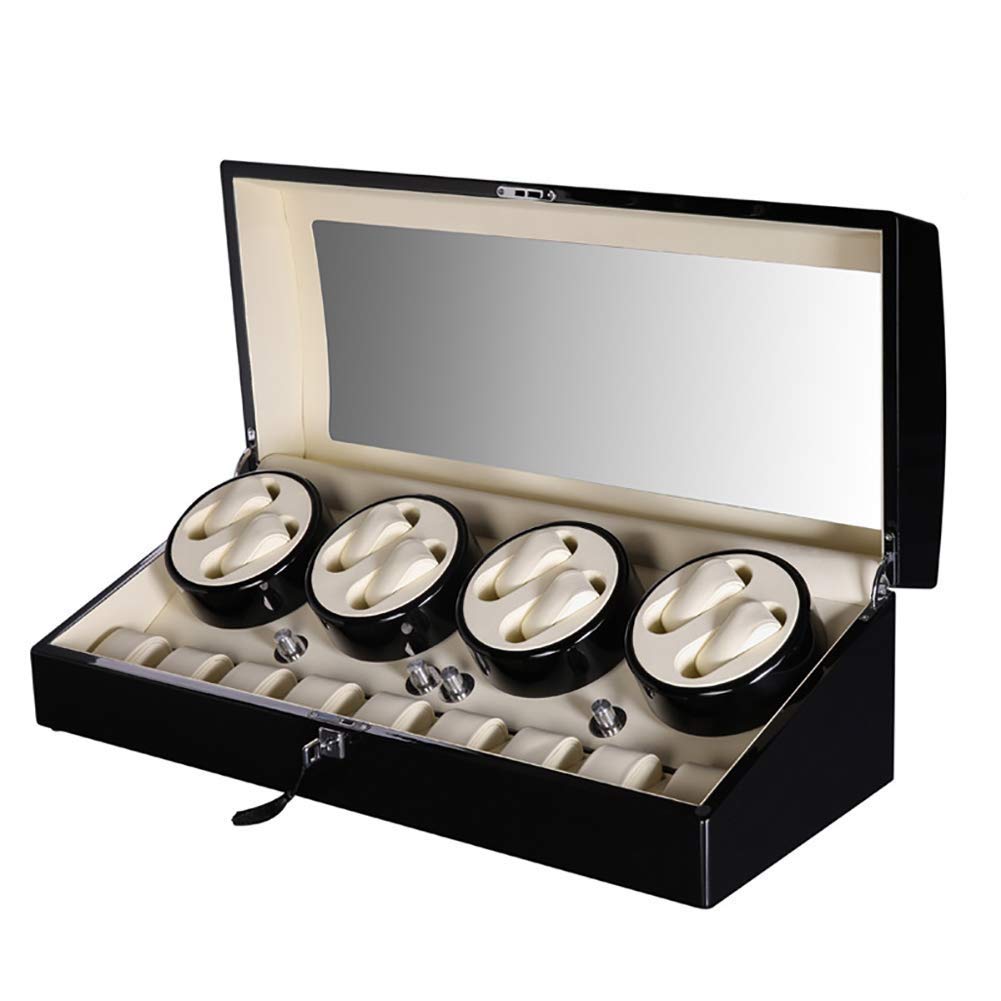Watch Winder Automatic Watch Winder Collector Wooden Watch Winder with Motor and Power Supply Large Capacity One for All Black Watch Winder