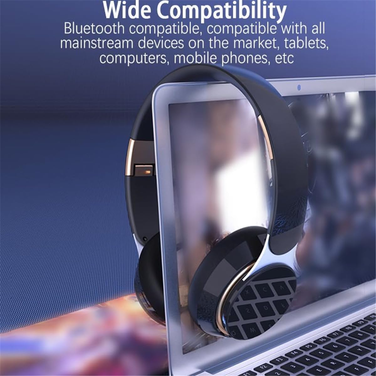 STFMHEZ Bluetooth Headphones Over Ear, Wireless Headphones Over Ear with Built-in Noise Reduction Microphone, Foldable Stereo Bluetooth 5.2 Headset with Deep Bass for Online Class, Office, PC, Phone