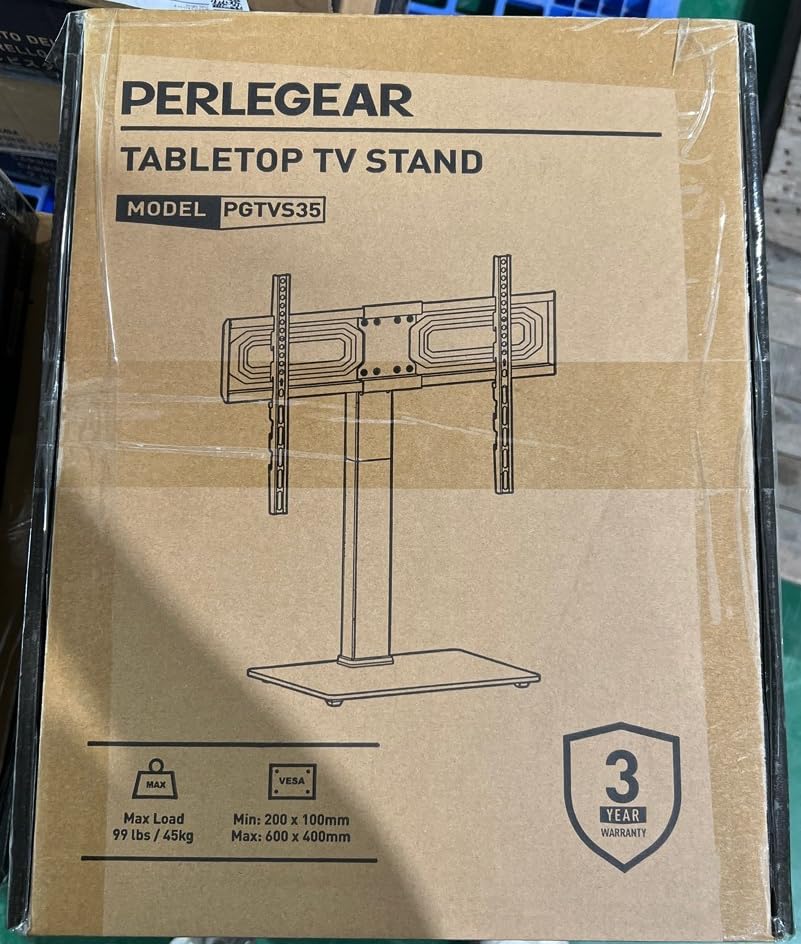 PERLEGEAR Universal TV Stand, Table Top TV Stand for 32-80 inch LCD LED TVs up to 45kg, Height Adjustable TV Stand with Tempered Glass Base & Cable Management, Swivel TV Stand Max VESA 600x400mm