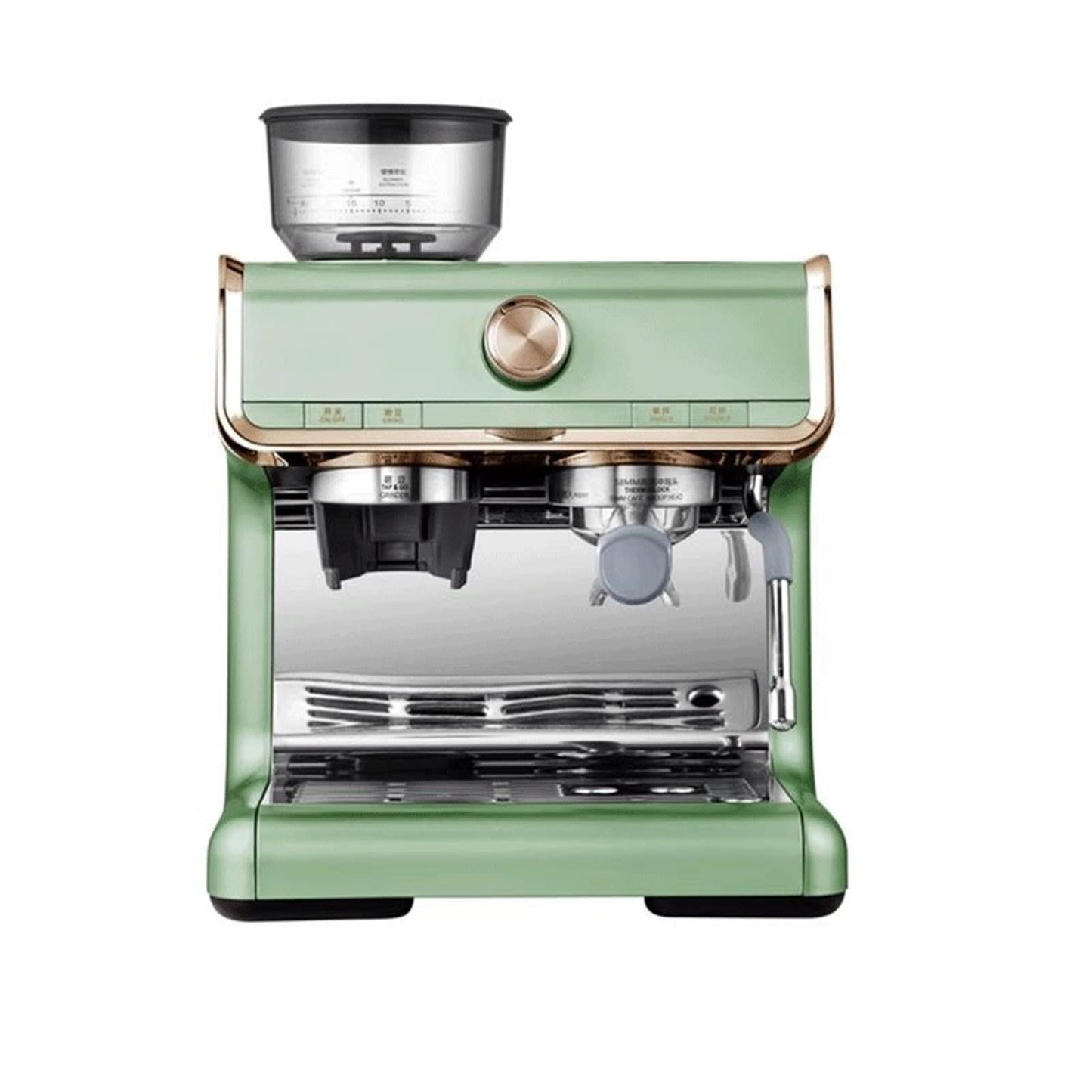 TEmkin Coffee Maker Coffee Pot Generation Coffee Machine Commercial Fully Semi-Automatic Household Grinding Integrated Steam Milk Frother (Color : Green, Size : US) (Black EU)