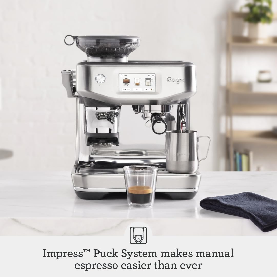 Sage - The Barista Touch Impress - Bean to Cup Coffee Machine with Grinder and Milk Frother, Sea Salt