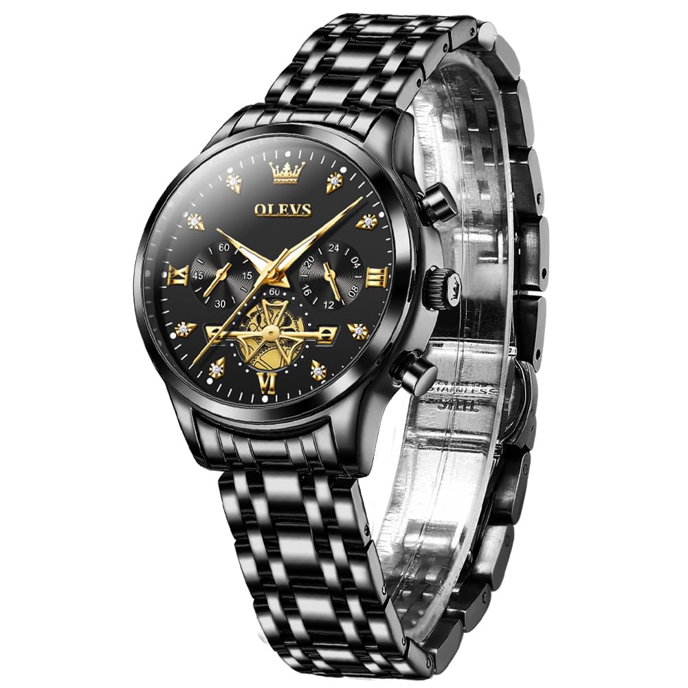 OLEVS Women Watches Luxury Diamond Wrist Watches for Women Gold and Silver Stainless Steel Waterproof with Date Quartz Ladies Watch