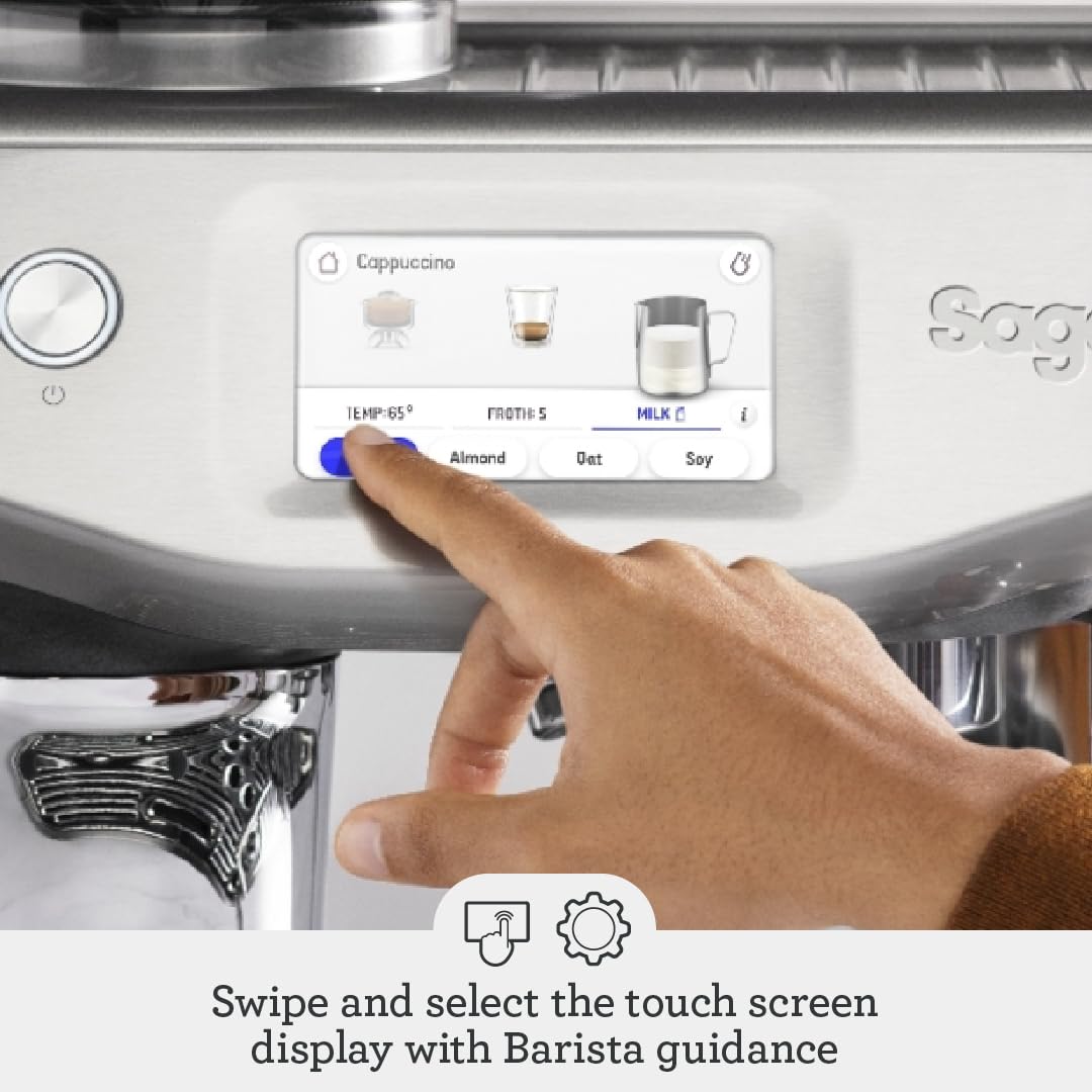 Sage - The Barista Touch Impress - Bean to Cup Coffee Machine with Grinder and Milk Frother, Sea Salt