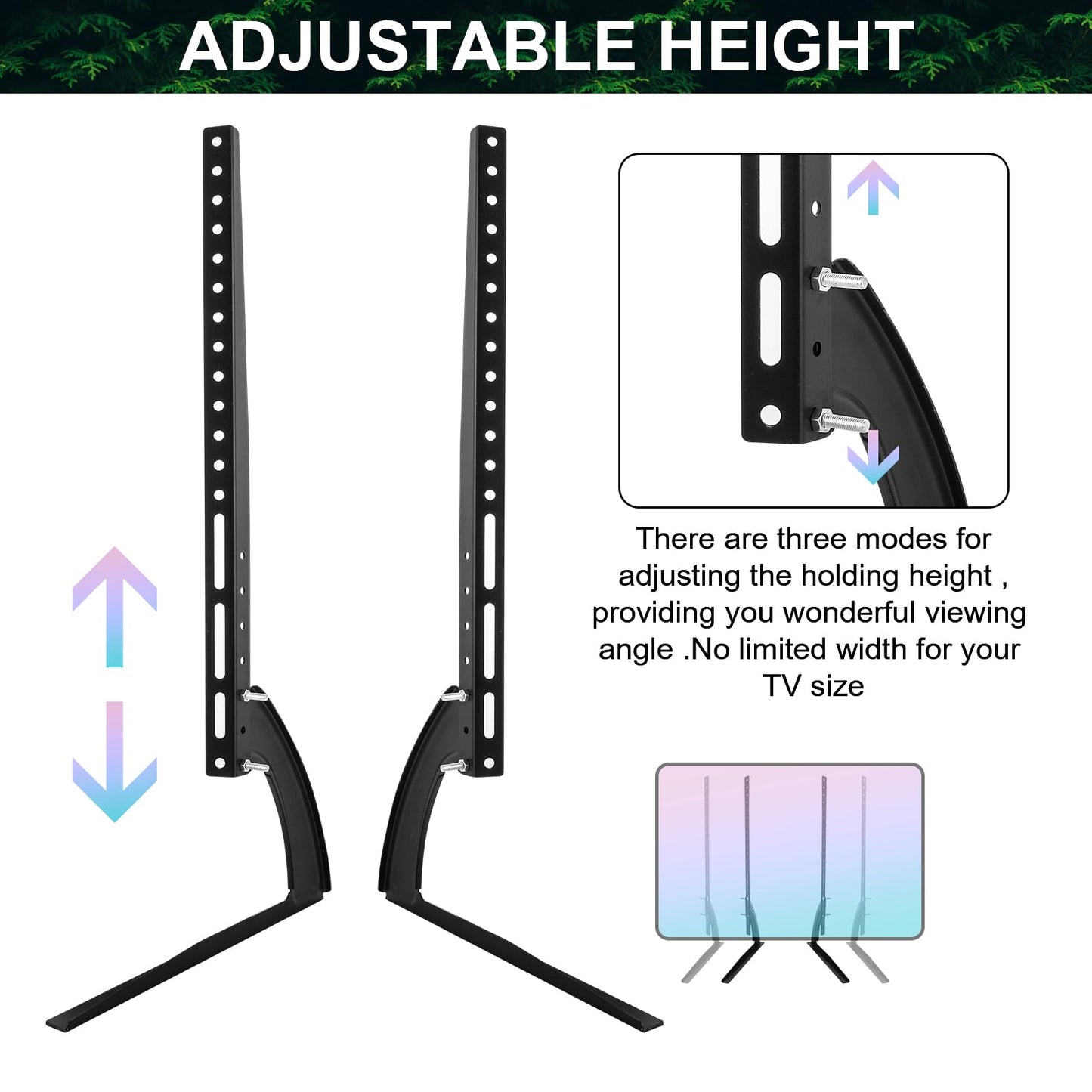 Holdfiturn Universal TV Stand Metal TV Legs for 32''-70'' LCD LED Flat Screen TV Height Adjustable with VESA 200x200mm to 400x400mm Max Holds 50kg