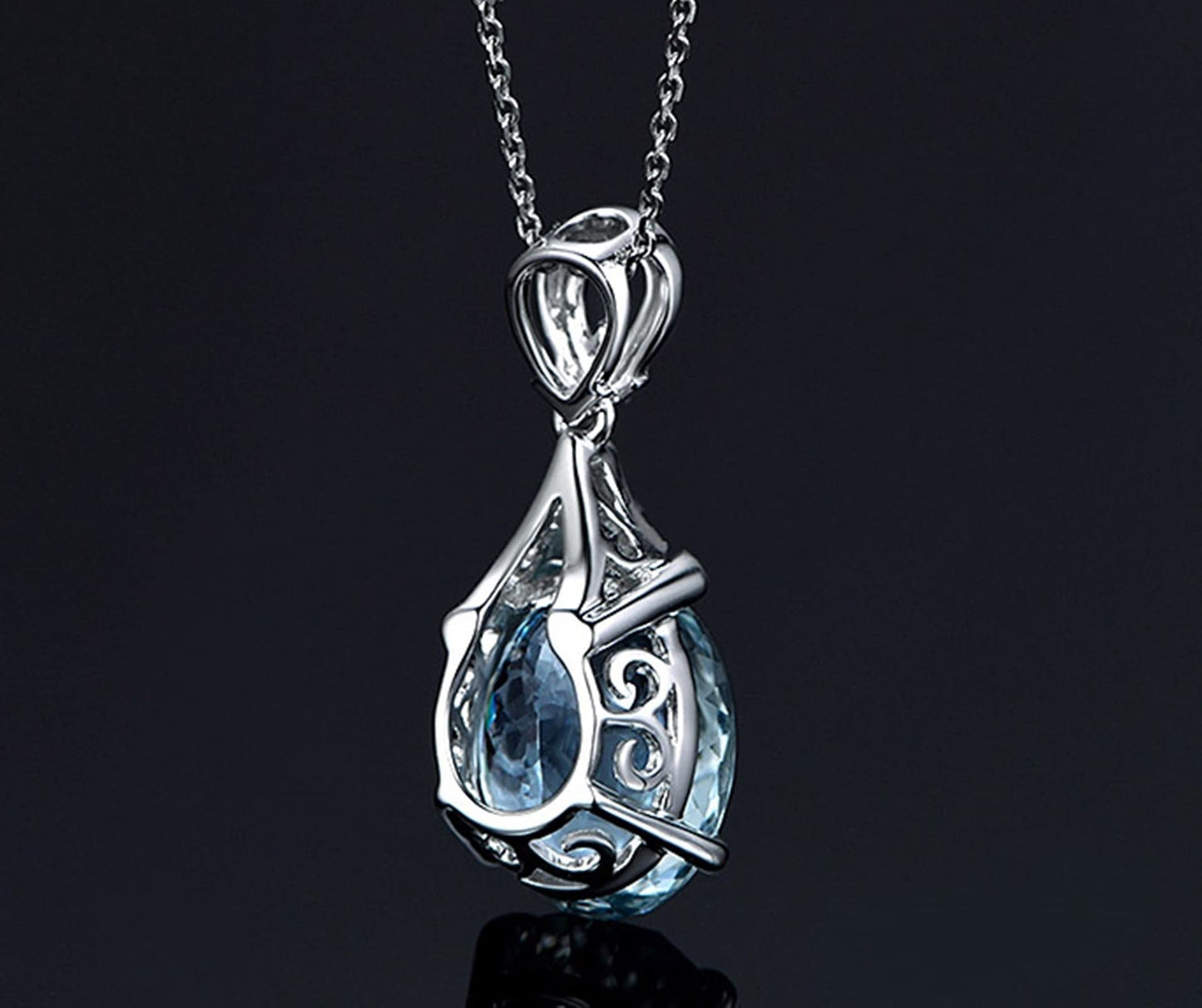Jewelry Necklaces for Women, Aquamarine Necklace Mom with Light Blue 5.15Carat Good Cut Gemstone 18K Luxurious Ladies Necklace Gift