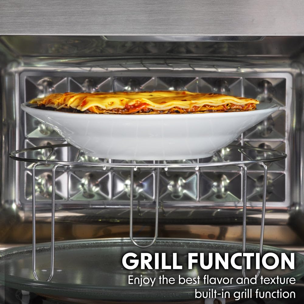 900W Integrated Microwave Oven & Grill - 25L Wall Mounted Black 595x350x390mm