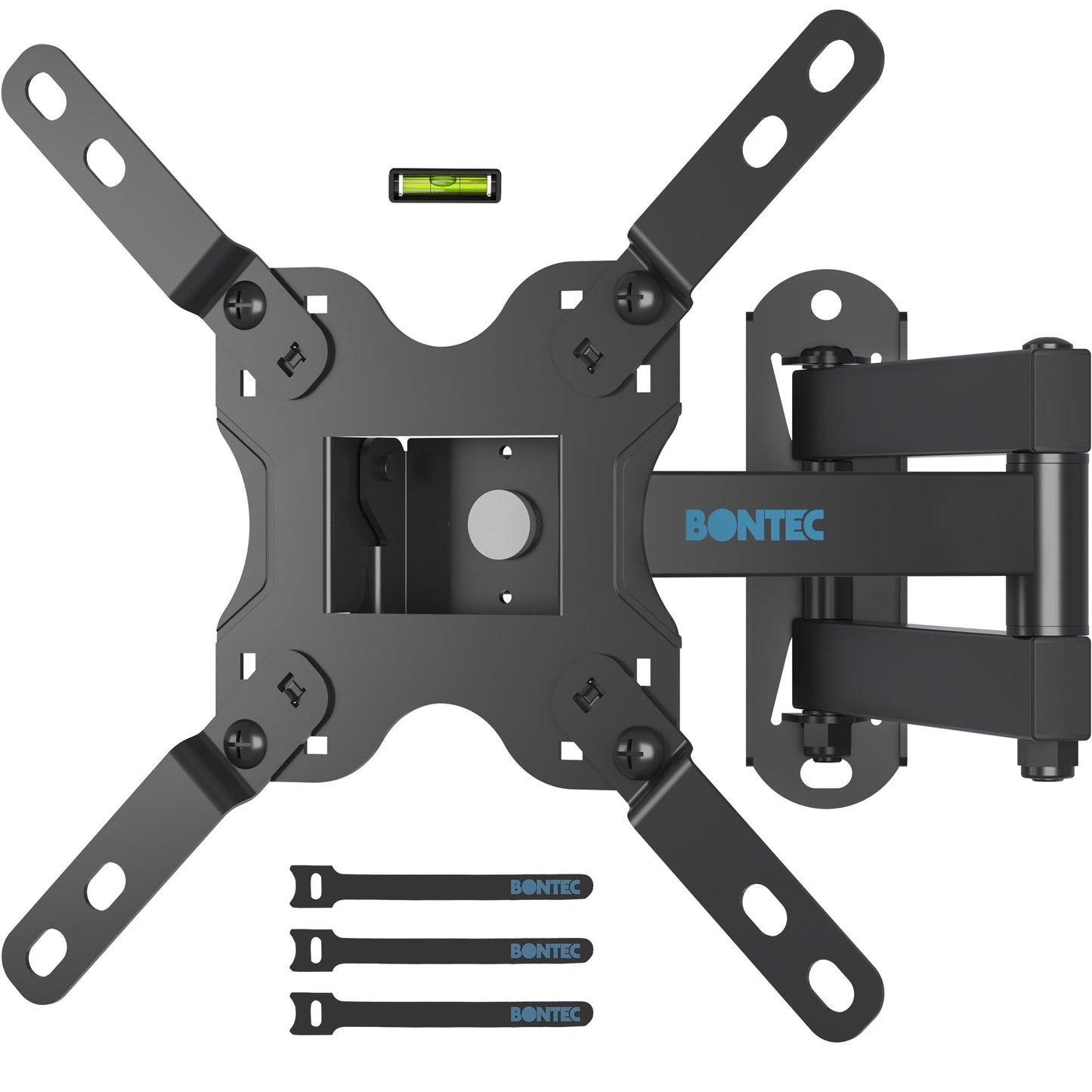 BONTEC TV Wall Bracket for Most 13-42 Inch LED LCD TVs, Tilt, Swivel and 360°Rotation Monitor Wall mount with Max VESA 200x200mm, up to 20kgs, with Safety Screws, Bubble Level, Cable Ties included