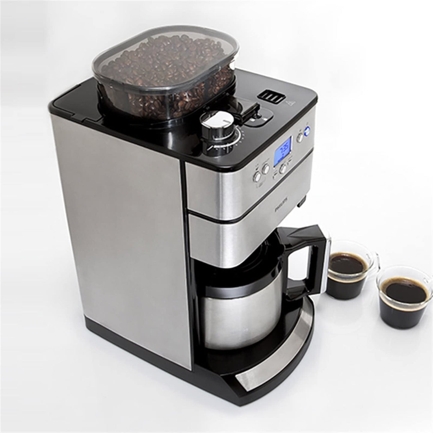 XFZJCHAP TEmkin Coffee Maker Coffee Pot Home Small Coffee Machine Fully Automatic Grinding Integrated Coffee Machine (Color : Silver Grey, Size : KR) (Silver Grey EU)