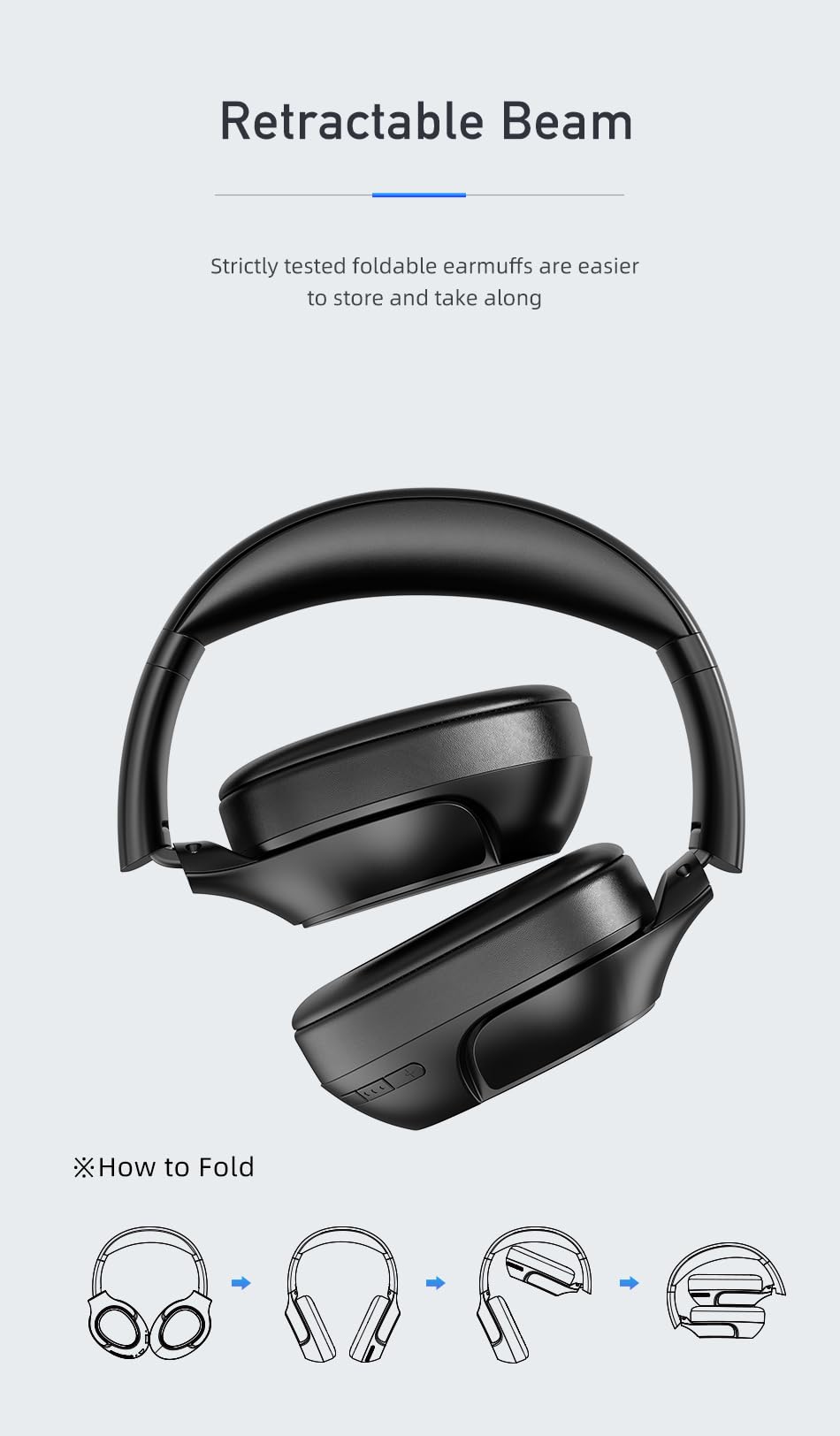 Roxel H700BT Wireless Over Ear Headphones with Microphone, 12 Hours Playtime, 1 Hour Quick Charge, Adjustable Headband, Foldable Lightweight Headset with Deep Bass and Stereo Sound