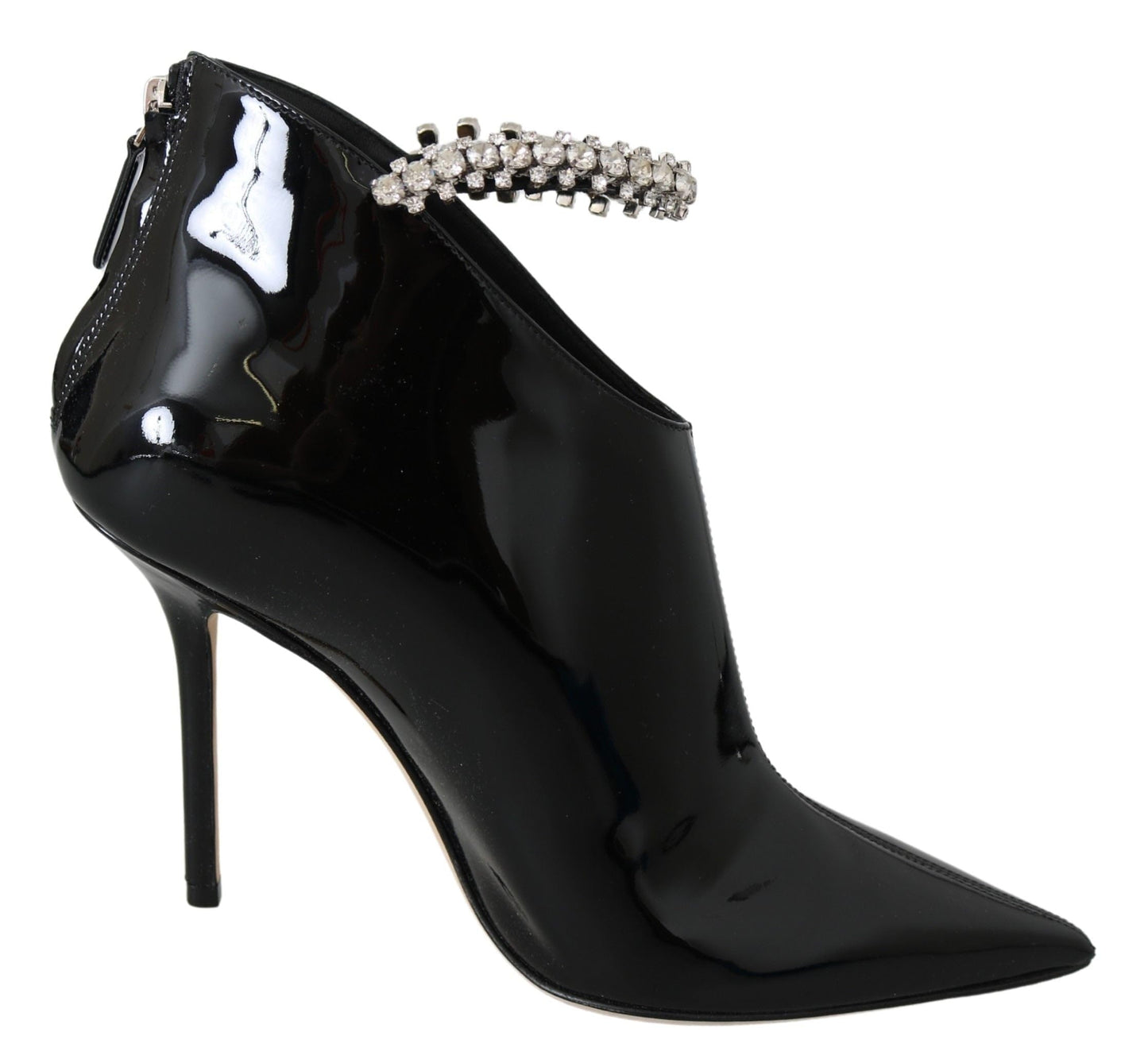 JIMMY CHOO Black Leather Blaize 100 Pat Boots Shoes, Black, 9 UK