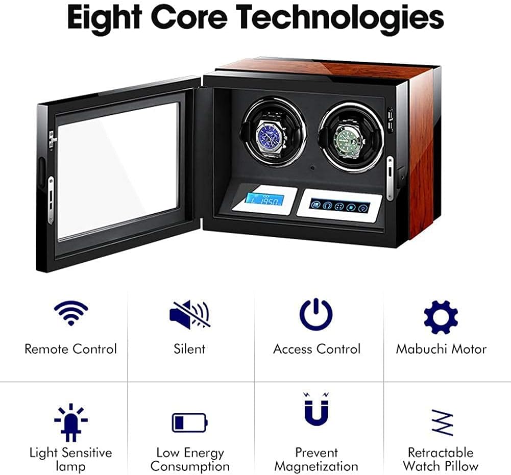 Automatic Watch Winder Box Remote Control LCD Touch Screen Light Quiet Motor for Men Women Gift Large Capacity