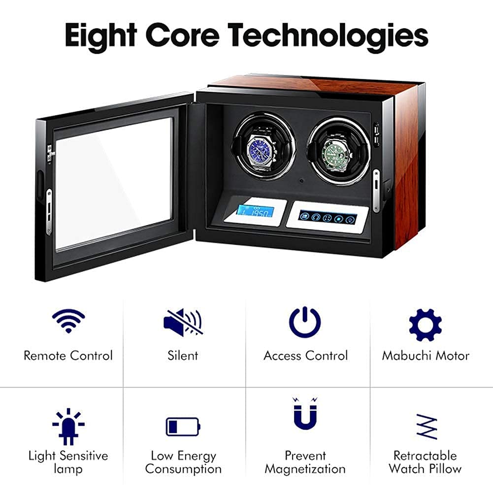 Automatic Watch Winder Box Remote Control LCD Touch Screen Light Quiet Motor for Men Women Gift Large Capacity