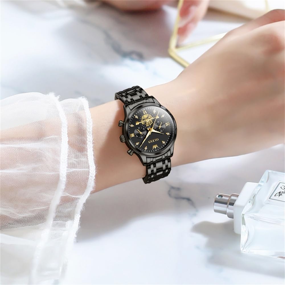 OLEVS Women Watches Luxury Diamond Wrist Watches for Women Gold and Silver Stainless Steel Waterproof with Date Quartz Ladies Watch