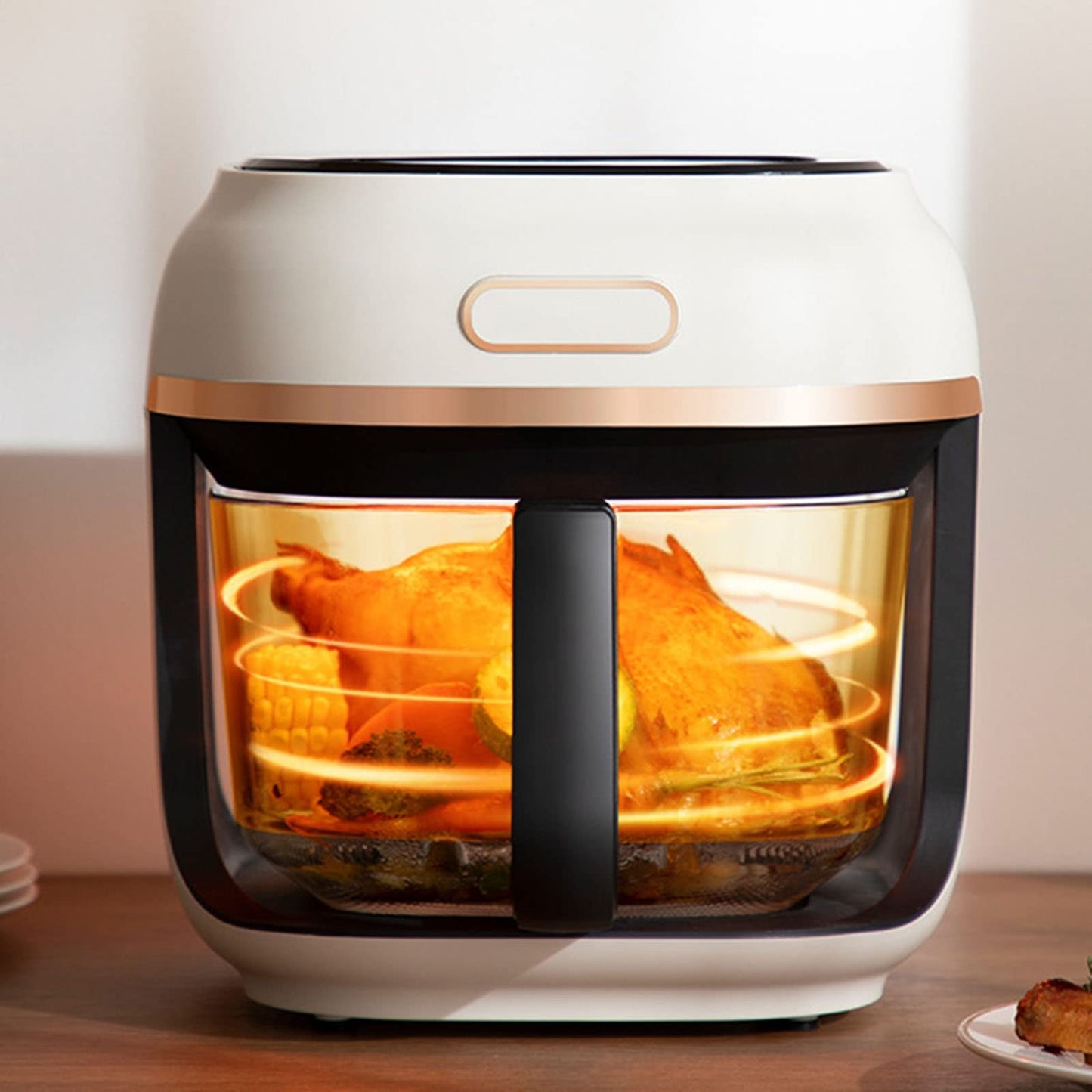 4L Air Fryer Oven, Oil Free Frying, Easy Clean, Non Stick Basket (Color : Wit)