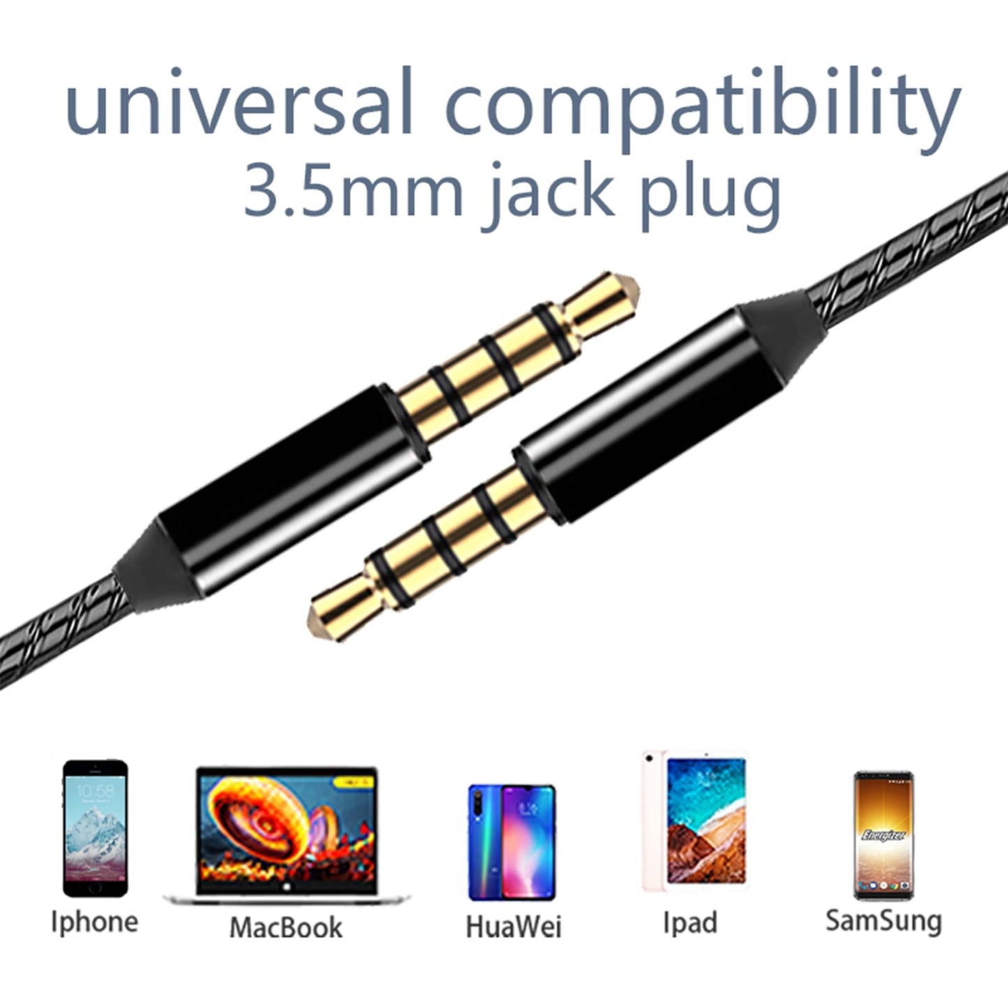 3 Pack In-Ear Headphones, Wired Earphones With Microphone and Volume Control, Noise Isolating and Deep Bass, Lightweight 3.5 mm Earbuds Compatible With iPhone, iPad, Android