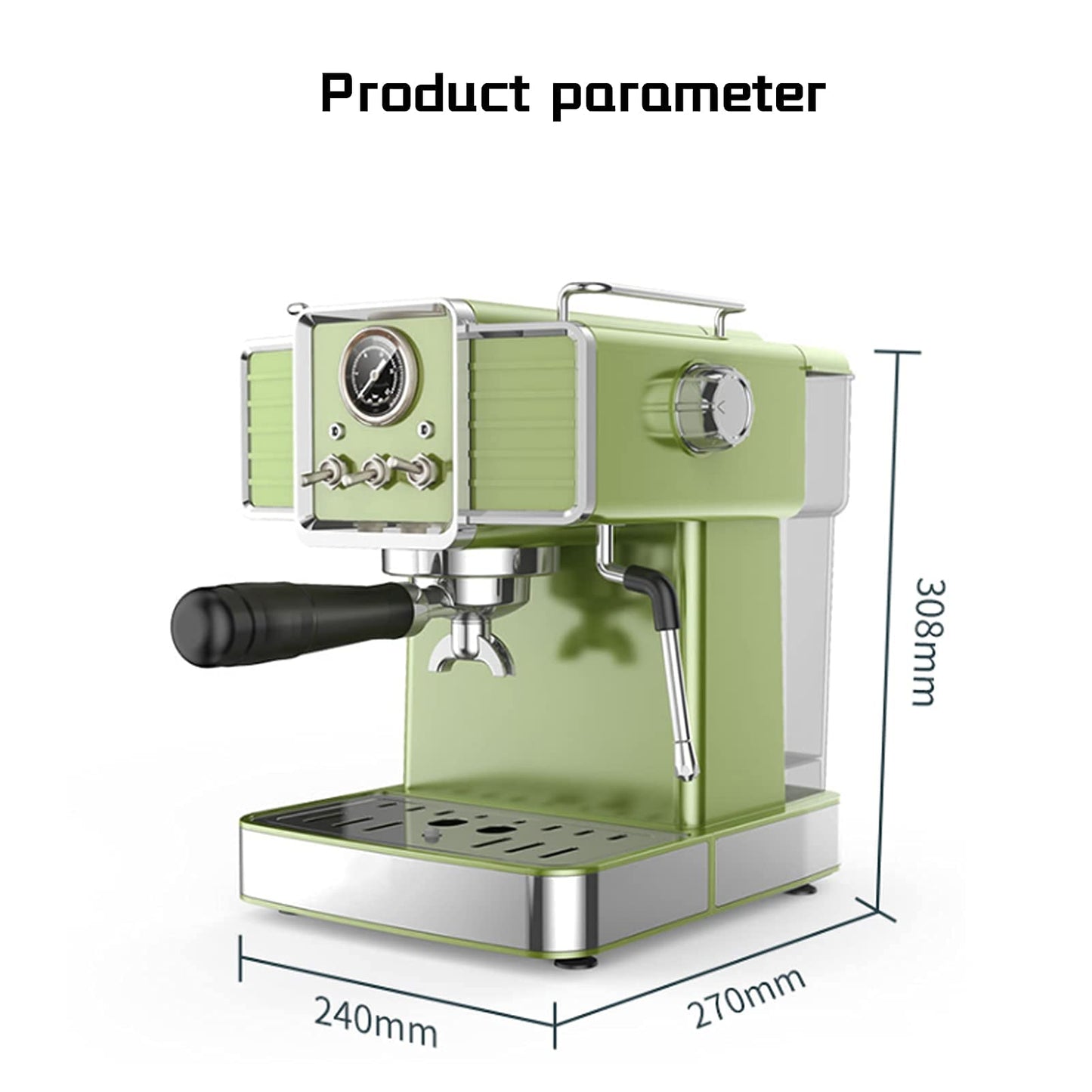 XFZJCHAP Coffee Machine Retro Espresso Machine Small Home Coffee Machine Semi-automatic 15bar Steam Milk Froth Coffee Machine