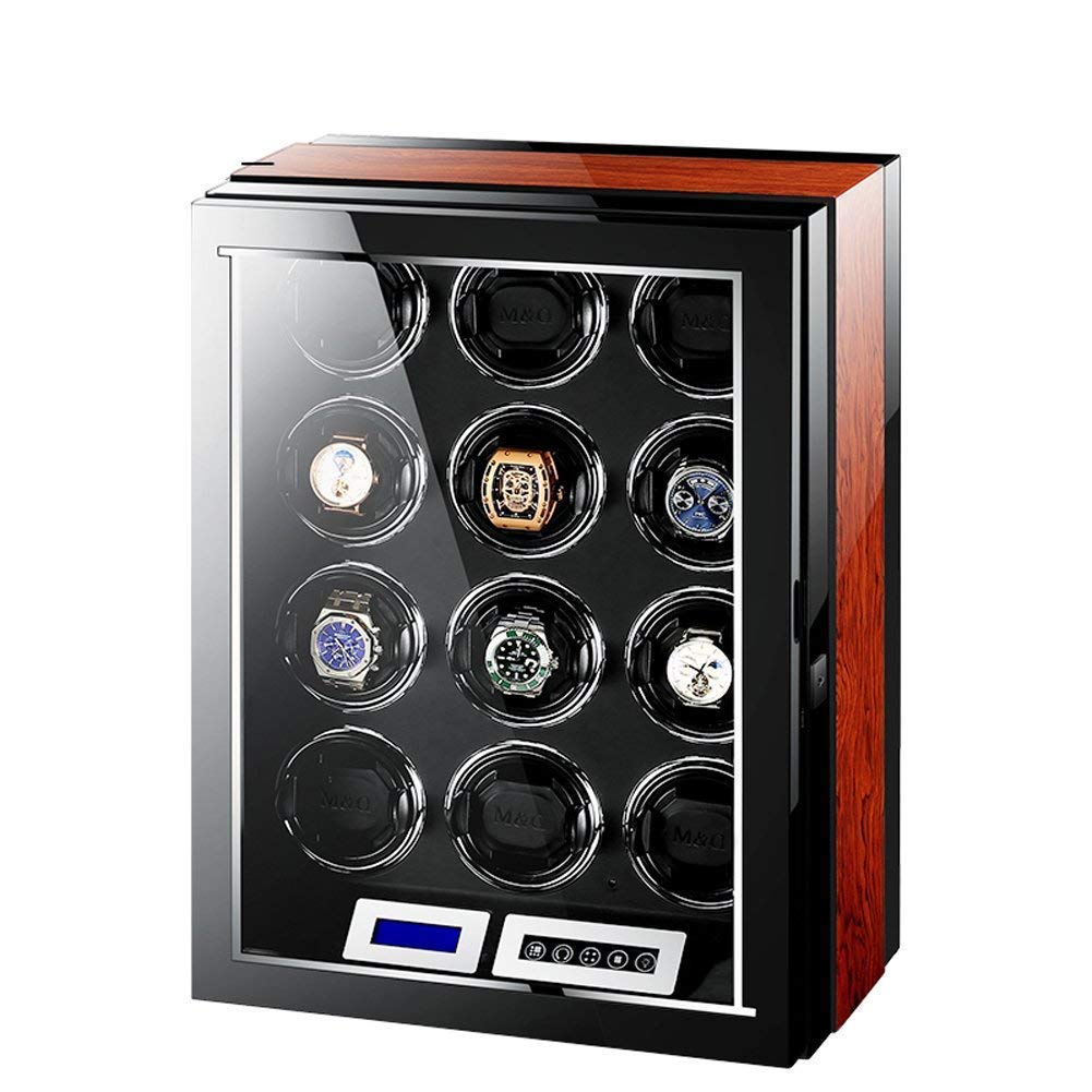 Watch Winder Automatic Watch Winder Box 12 Wooden Battery Quiet Watches Case Watches Boxes Winders Display Storage Black and Brown