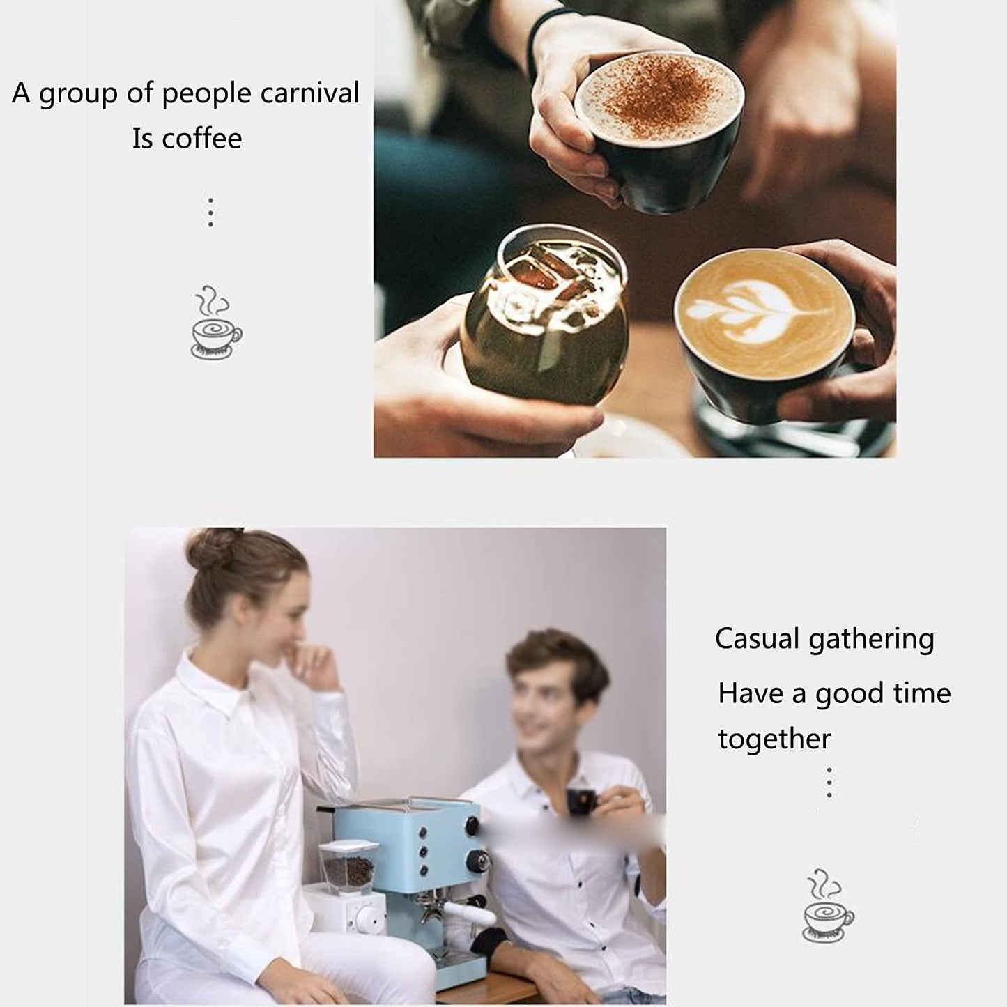 Semi Automatic Espresso Machine, Fresh Tea 2in1 Coffee Machine, 1850W High-Power Instant Boiler, Smart Thermostat, Stainless Steel, Blue