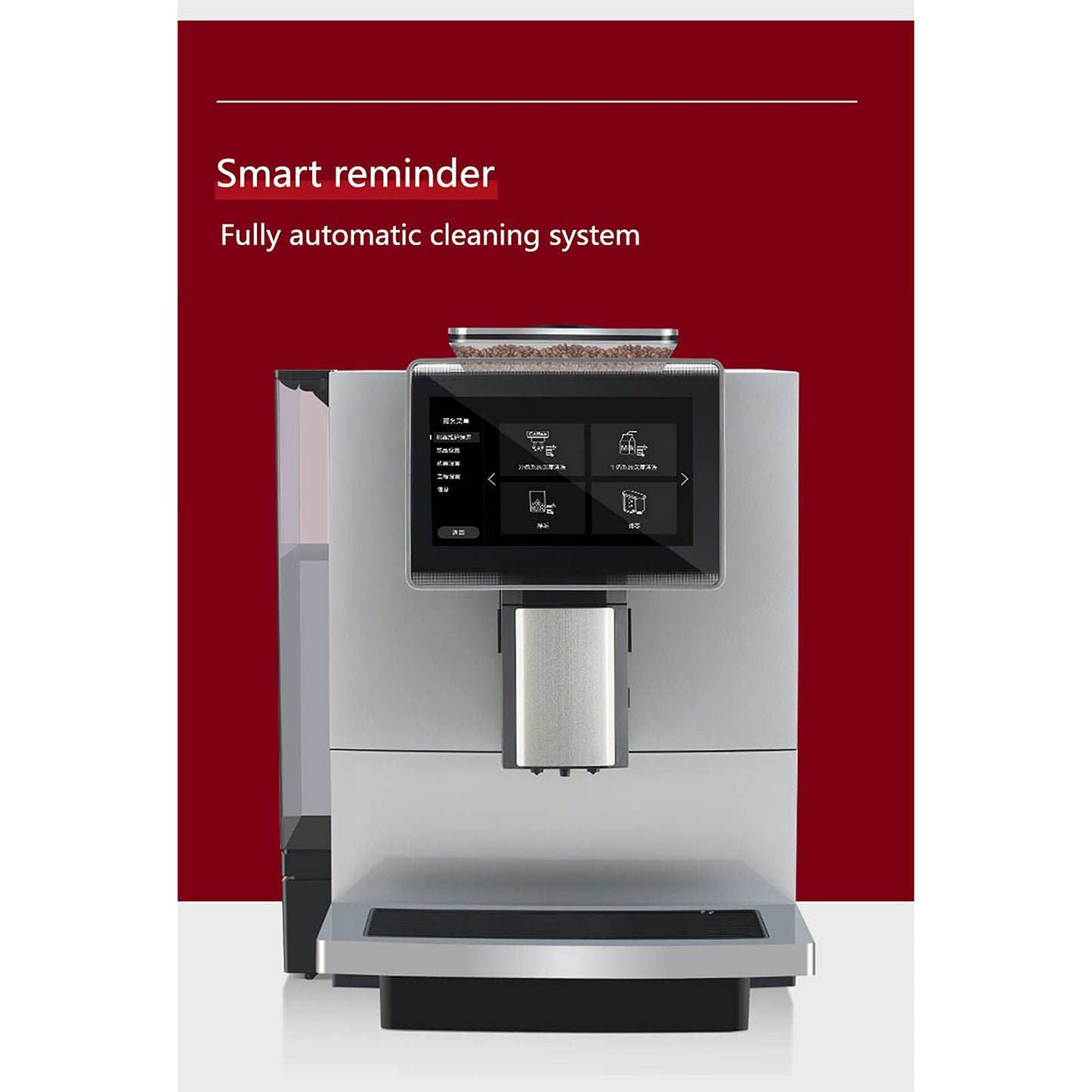 XFZJCHAP Fully Automatic Coffee Machine, 4L Large-capacity Italian One-button Freshly Ground Multi-function Coffee Machine, Smart Home Office Commercial Silver, Black