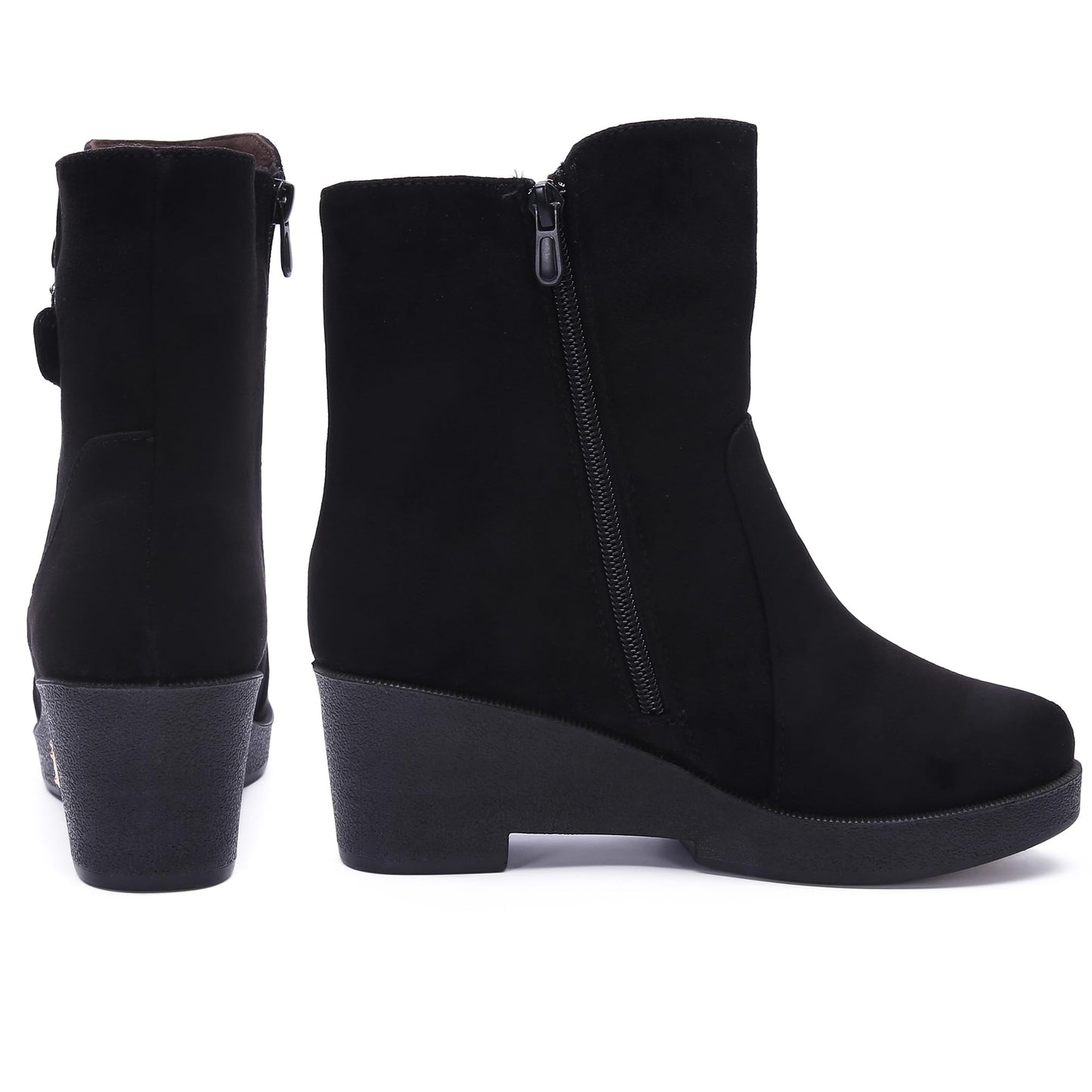 Ladies Winter Warm Snow Boots Womens Outdoor Anti-Slip Zipper Fur Lining Thermal Ankle Booties Shoes Size Black a