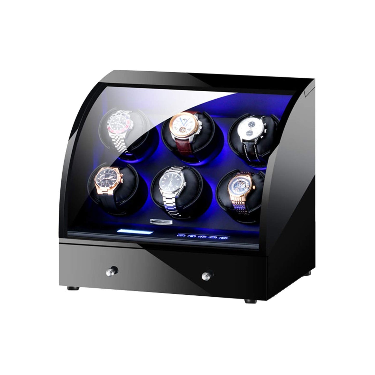 LLSS Automatic Watch Winder Box Wooden Storage Case with Remote Control LCD Touch Screen Soft Leather Watch Pillows