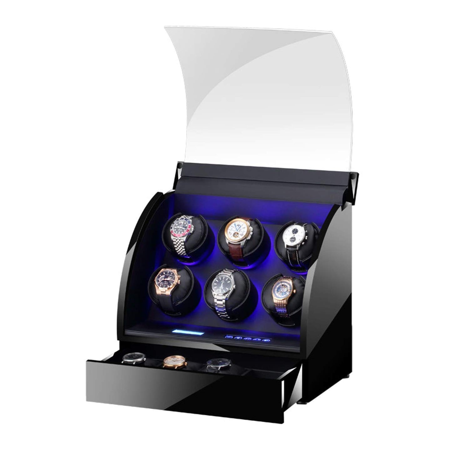 LLSS Automatic Watch Winder Box Wooden Storage Case with Remote Control LCD Touch Screen Soft Leather Watch Pillows