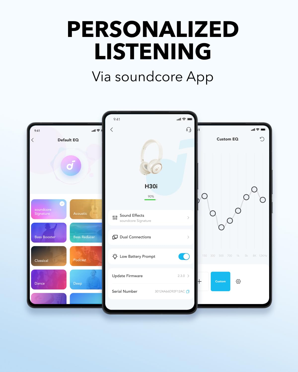 soundcore By Anker H30i Wireless On-Ear Headphones, Foldable Design, Pure Bass, 70H Playtime, Bluetooth 5.3, Lightweight and Comfortable, App Connectivity, Multipoint Connection