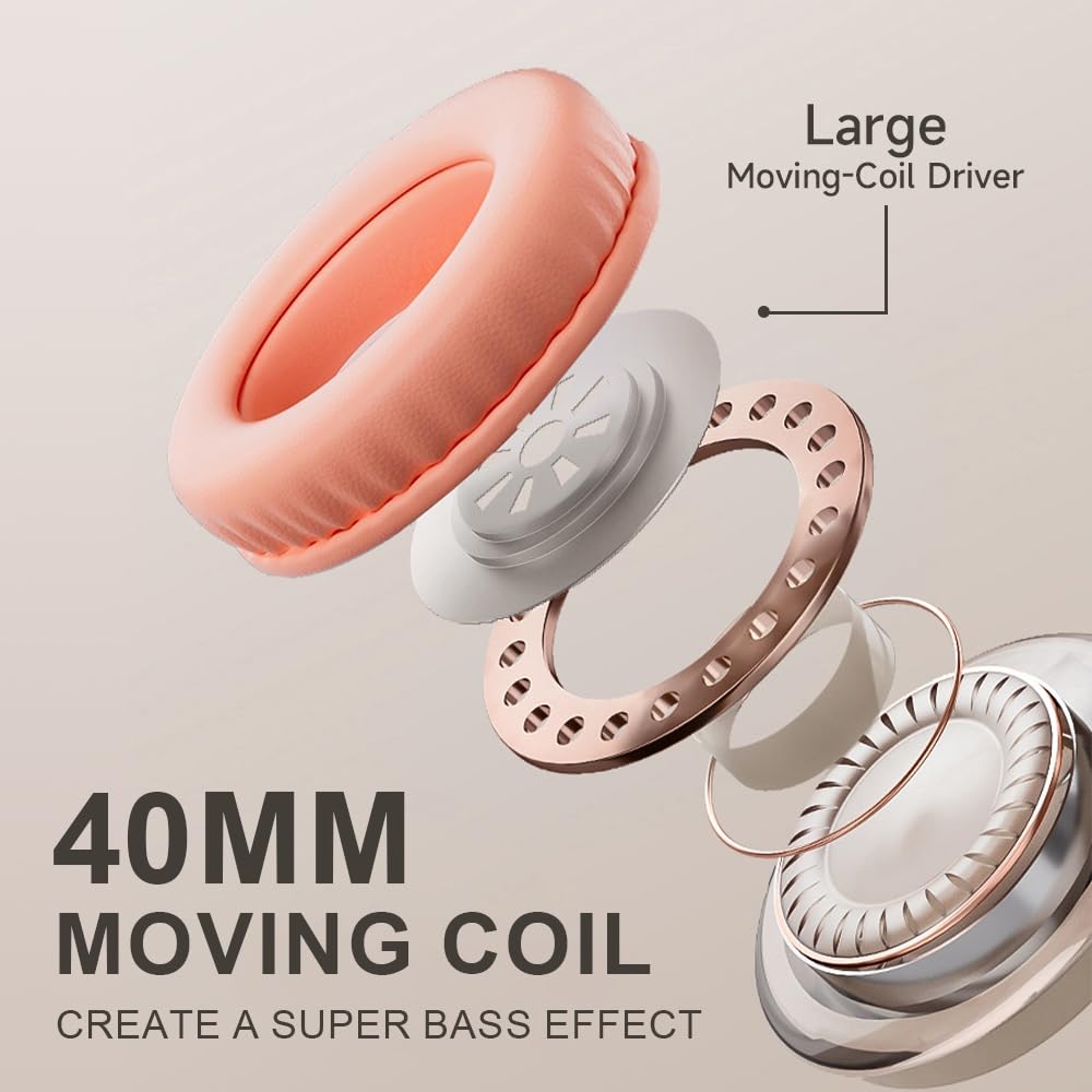 Fragolucyou Wireless Bluetooth Headphones-Colorful Lights,Large Battery Capacity,Foldable,Bluetooth 5.3,10 m Range,Stereo Surround,Built-in Microphone,Comfortable affixed Ears (pink)