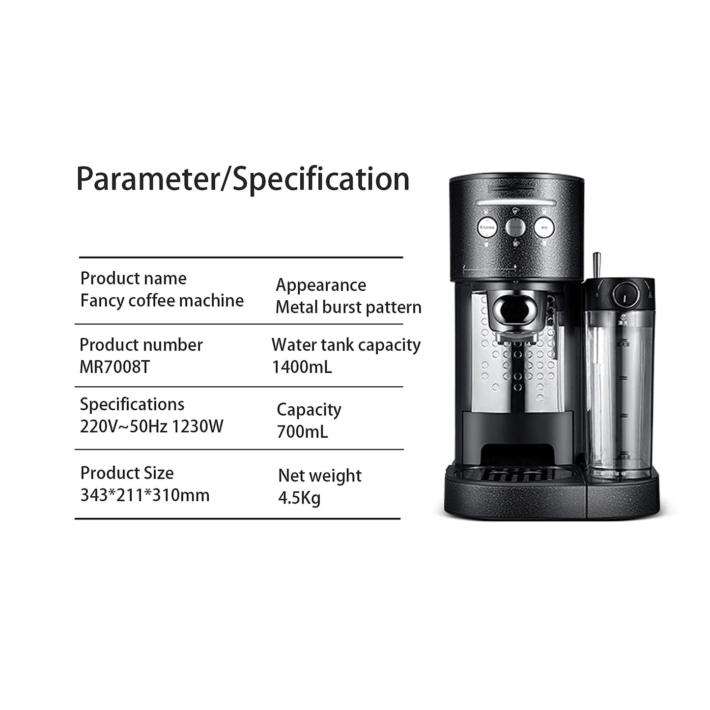 XFZJCHAP Coffee Machine Capsule Coffee Machine Household Home Small Semi-Automatic Espresso Machine Milk Froth Machine Integrated