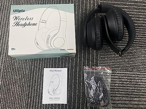 Uliptz Wireless Headphones Over Ear, 65 Hrs Playtime Bluetooth Headphones, 6 EQ Modes Foldable Lightweight Headphones Wireless, Foldable Bluetooth 5.3 for Travel/Office/PC (Black)