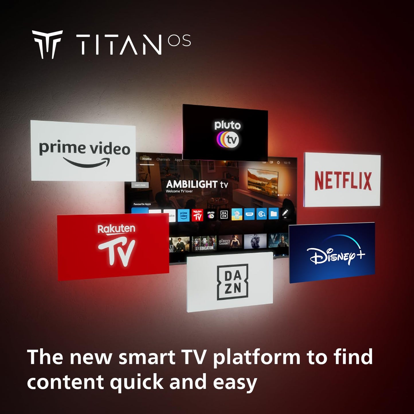 Philips Ambilight The One 43PUS8909 4K LED Smart TV - 43 Inch Display with Pixel Precise Ultra HD Titan OS, Dolby Vision, Dolby Atmos Sound, Works with Alexa and Google Voice Assistant - Black