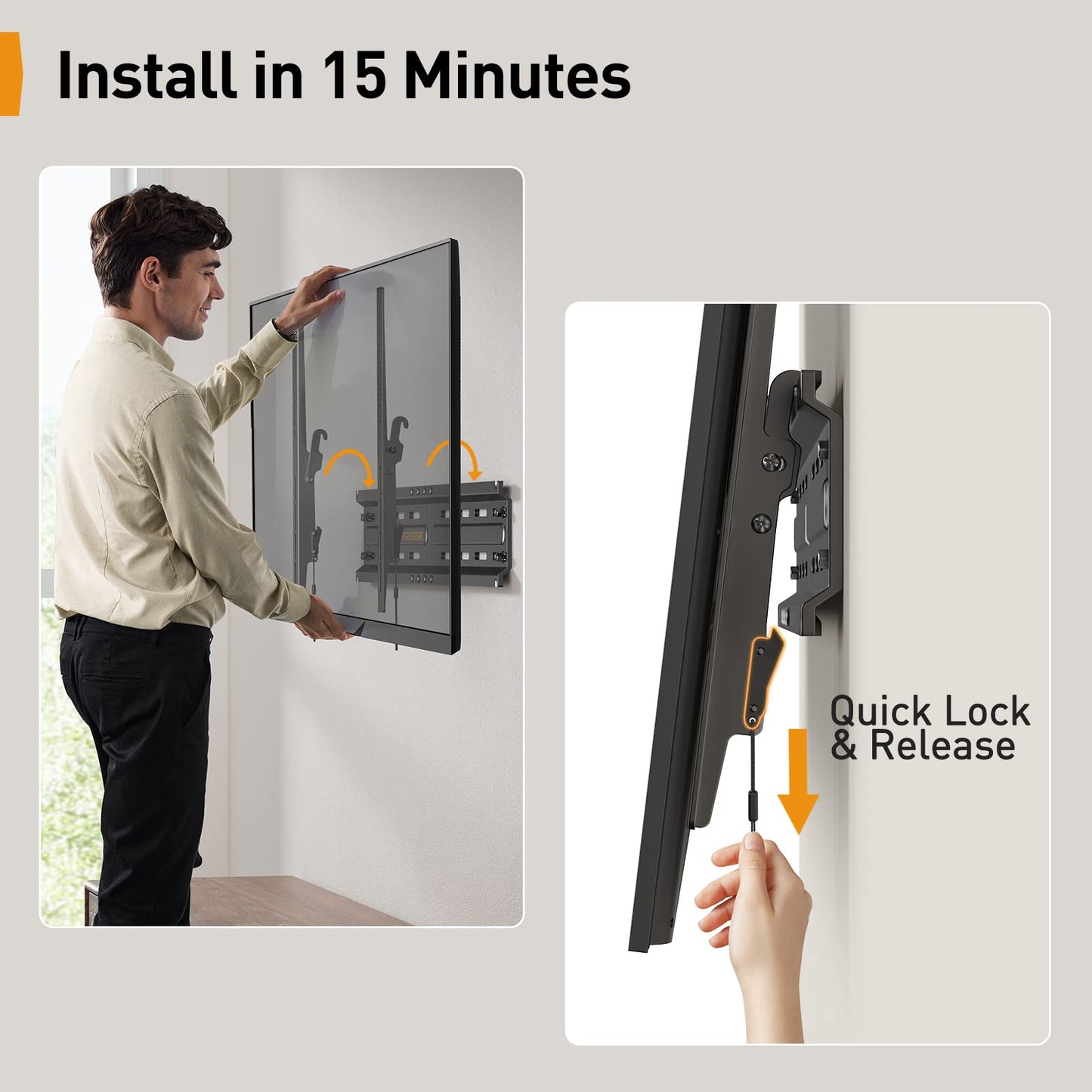 Perlegear TV Wall Bracket for Most 37–82 inch LCD LED OLED Flat Curved TVs up to 45kg, Low Profile Tilt Wall Brackets, Ultra Slim Heavy-Duty TV Wall Mount with Max VESA 600x400mm, PGLT4
