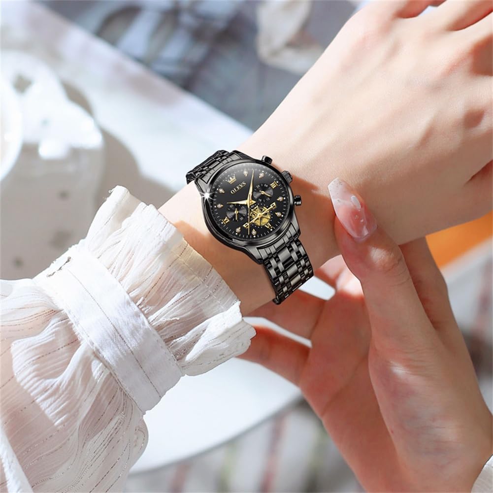 OLEVS Women Watches Luxury Diamond Wrist Watches for Women Gold and Silver Stainless Steel Waterproof with Date Quartz Ladies Watch
