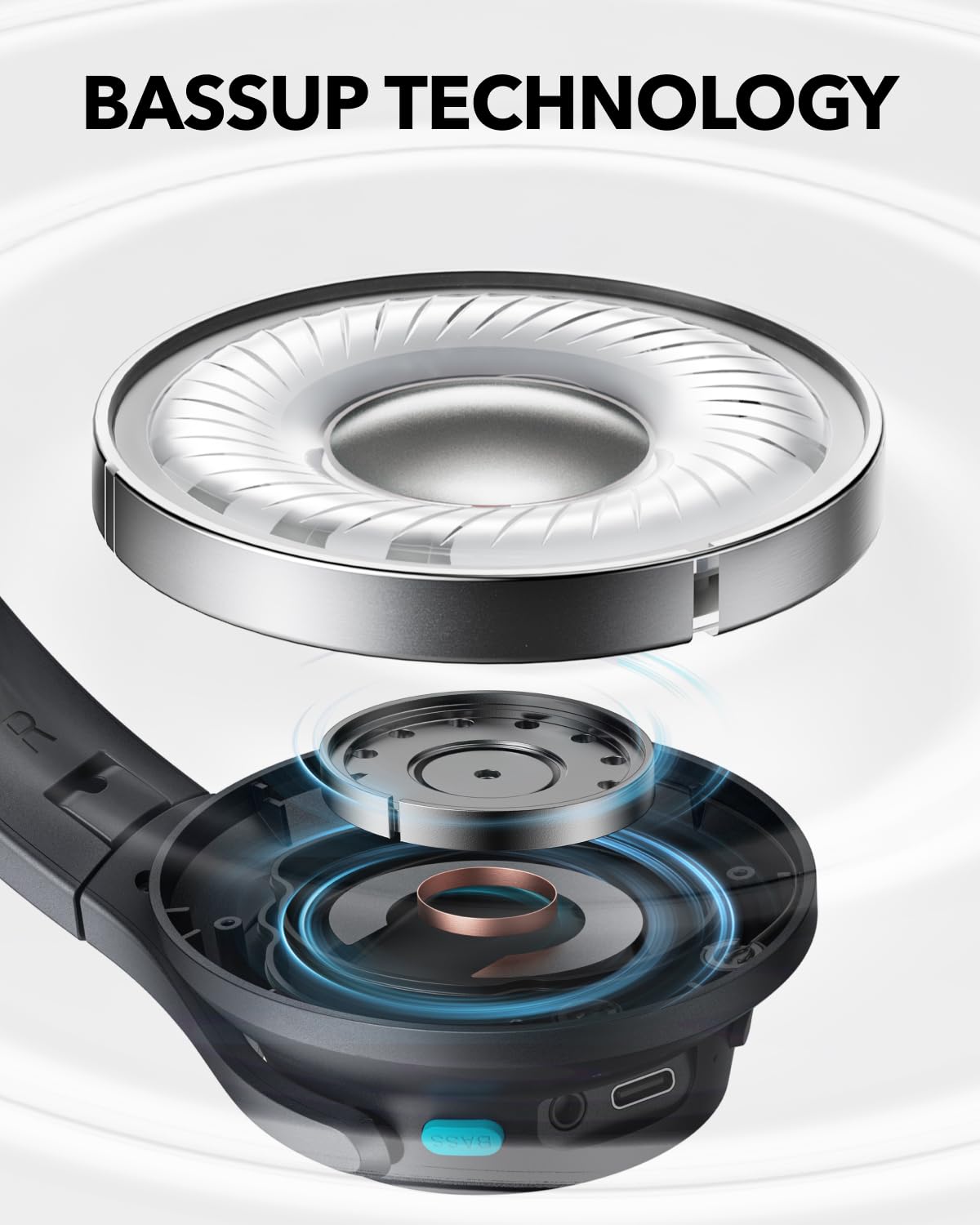soundcore Q11i Wireless Over-Ear Bluetooth Headphones by Anker, Deep Bass, 60H Playtime, Hi-Res Audio, Detachable Ear Cushions, Multipoint Connection