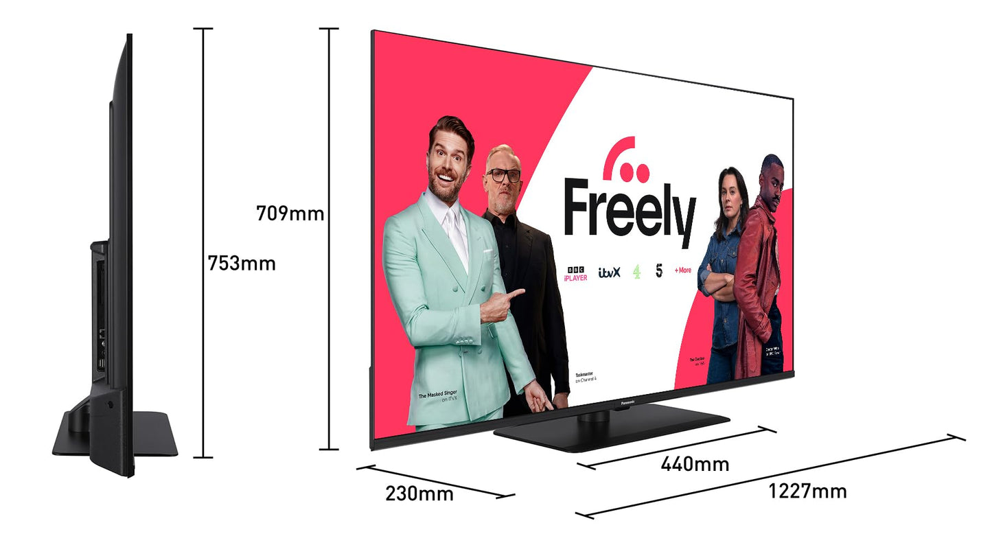 Panasonic TV-55W80AEY W80 Series 55 inch 4K Ultra HD LED Smart TV, 2024, Fire TV, Freely, Dolby Vision & Atmos, Alexa Voice Control, Airplay, Black