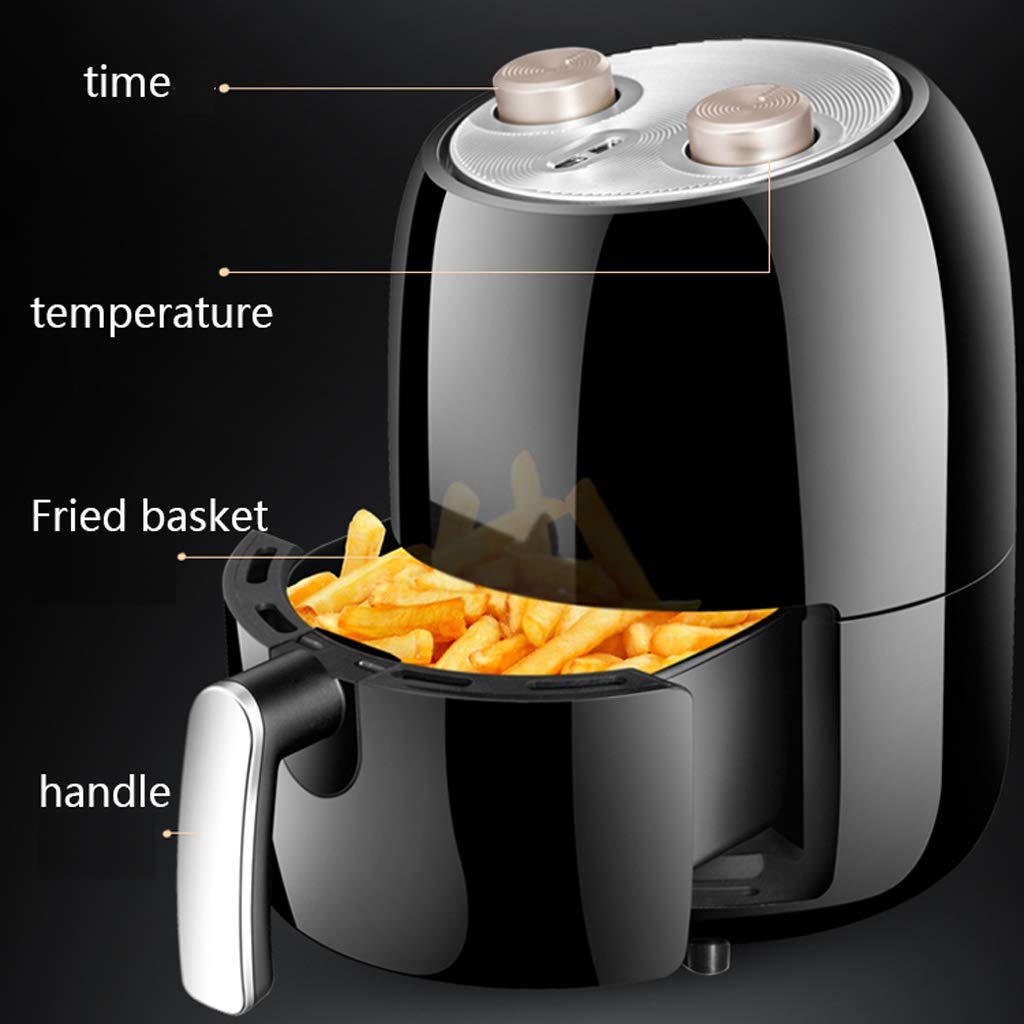 Oil-Free Air Fryer, Healthy Cooking Toaster Oven Turbo Broilers French Fries, Onion Rings, Convection Power Air Oven 2 Qt, Black Stabilize