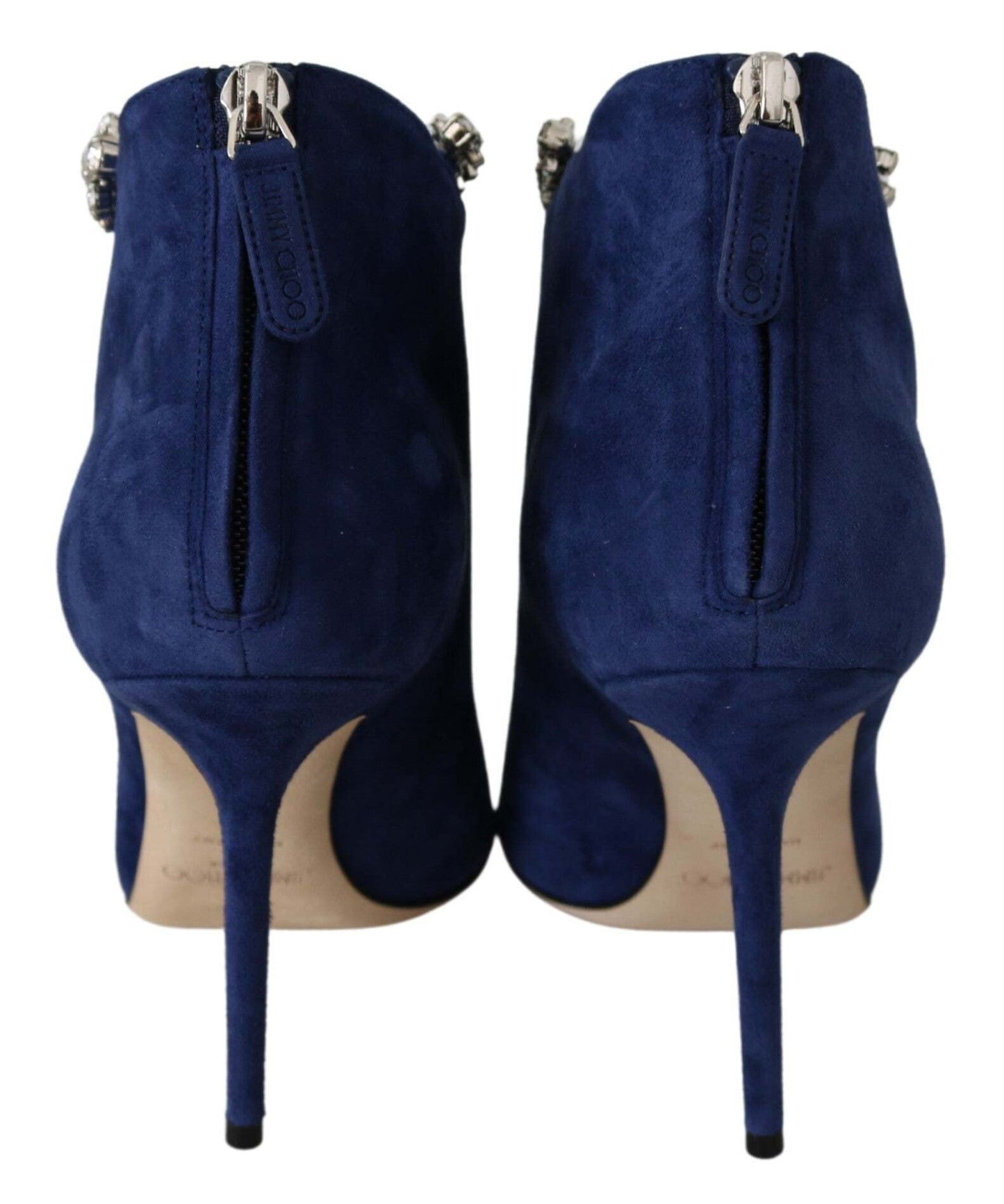 JIMMY CHOO Pop Blue Leather Blaize 100 Boots Shoes, Blue, 9 UK