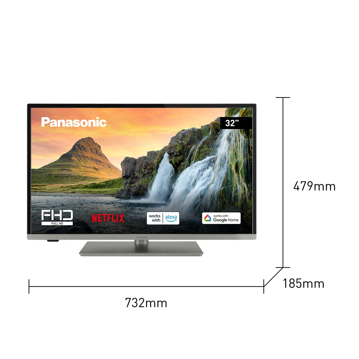 Panasonic TX-32MS360B, 32 Inch Full HD LED Smart TV, High Dynamic Range (HDR), Linux TV, Google Assistant & Amazon Alexa Support, USB Media Player, Wall-Mount Option, Black