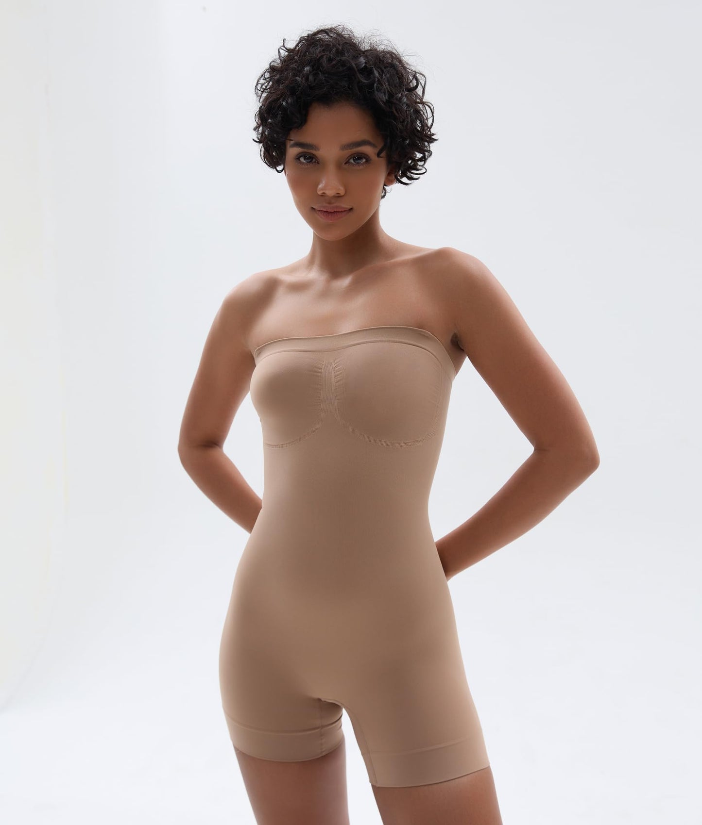 SHAPERX Strapless Bodysuit Shapewear for Women Tummy Control Seamless Sculpting Body Shaper with Removable Straps, UK-SZ5217-Sienna-L/XL